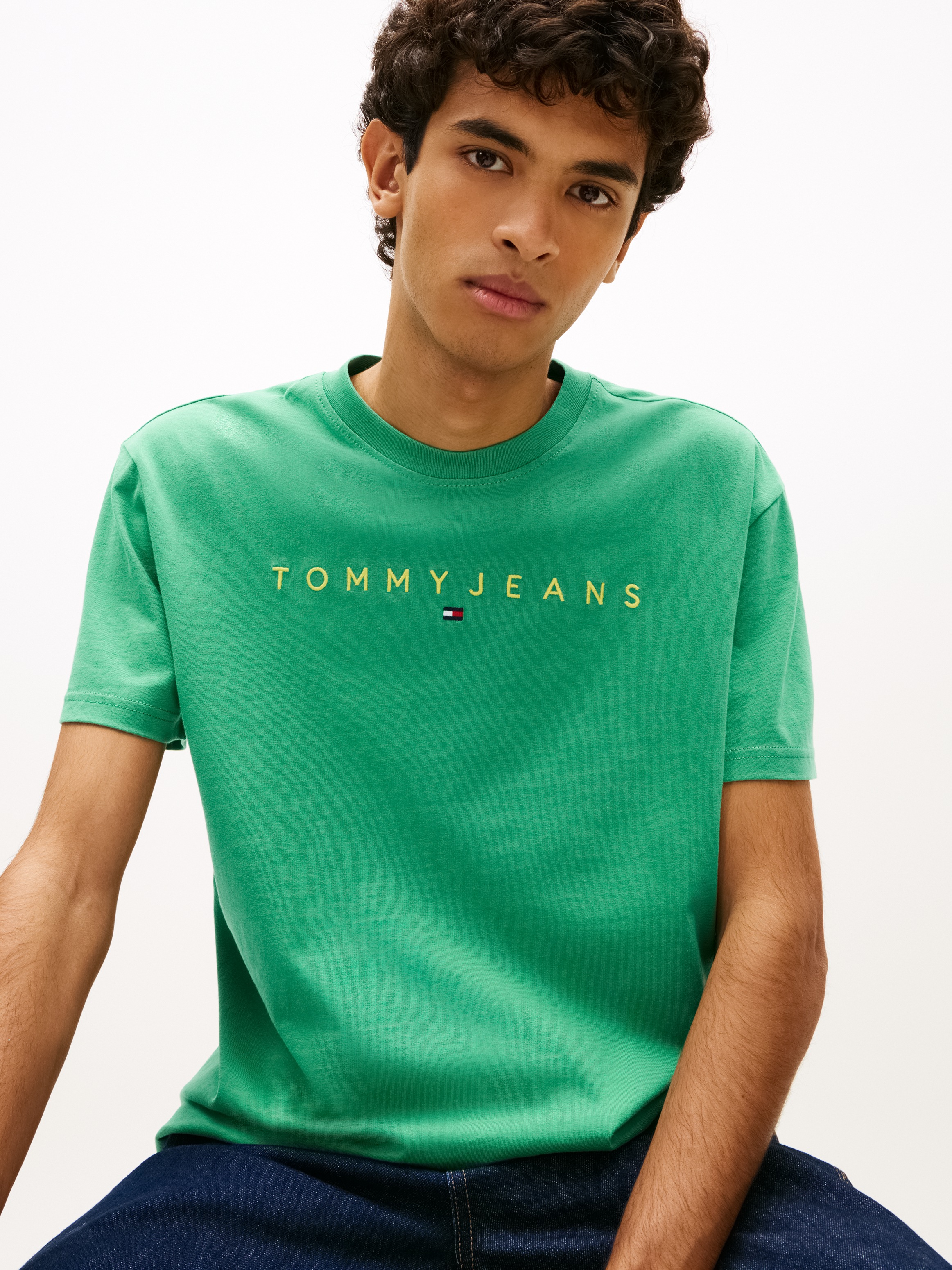 Tommy Jeans T-Shirt »TJM REGULAR LINEAR LOGO EXT« Rundhals, Regular Fit