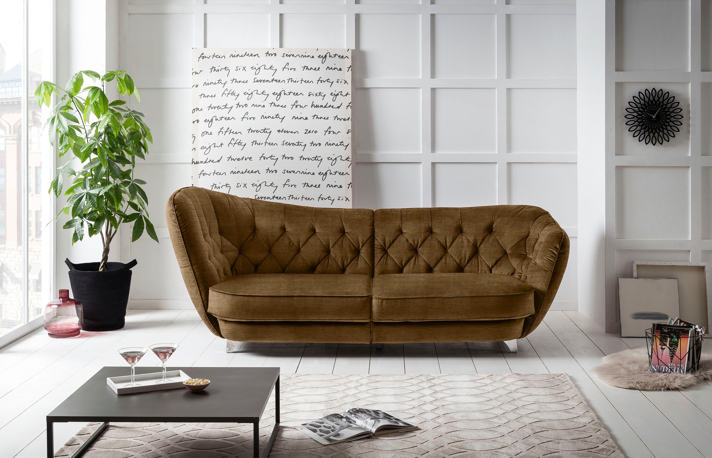 Leonique Big-Sofa »Retro«, stylischer Hochlehner