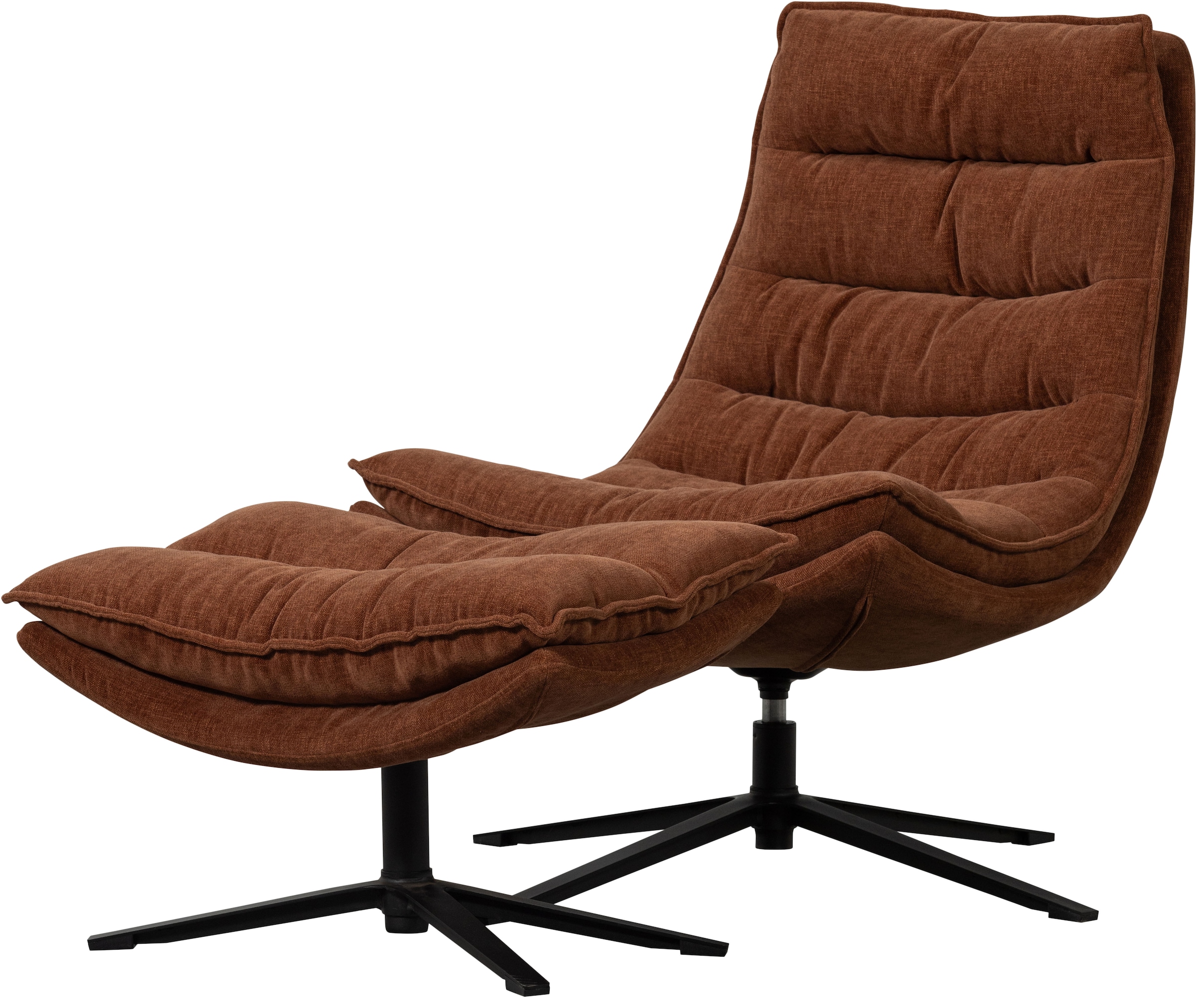 WOOOD Drehsessel »Kube mit Drehmechanismus inkl. Hocker B 74 x T 89 x H 100 cm« Newt-Chenillebezug, Hohe Verschleißfestigkeit, Tragkraft 120 kg
