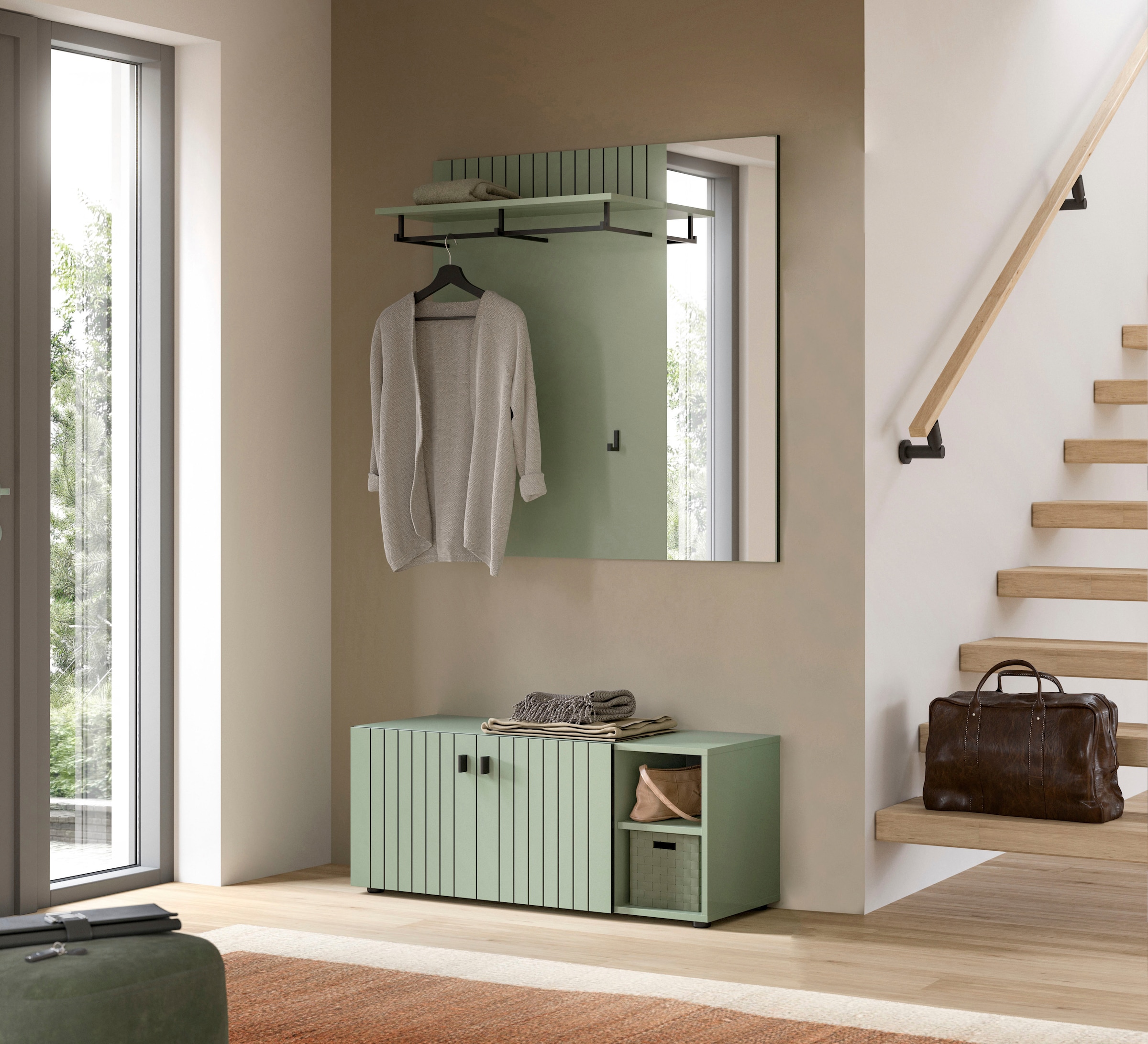 INOSIGN Sitzbank »TATIO, 106x43x37 cm, 2 Türen, 2 offene Fächer« Sitzbank und Sitzkissen, 