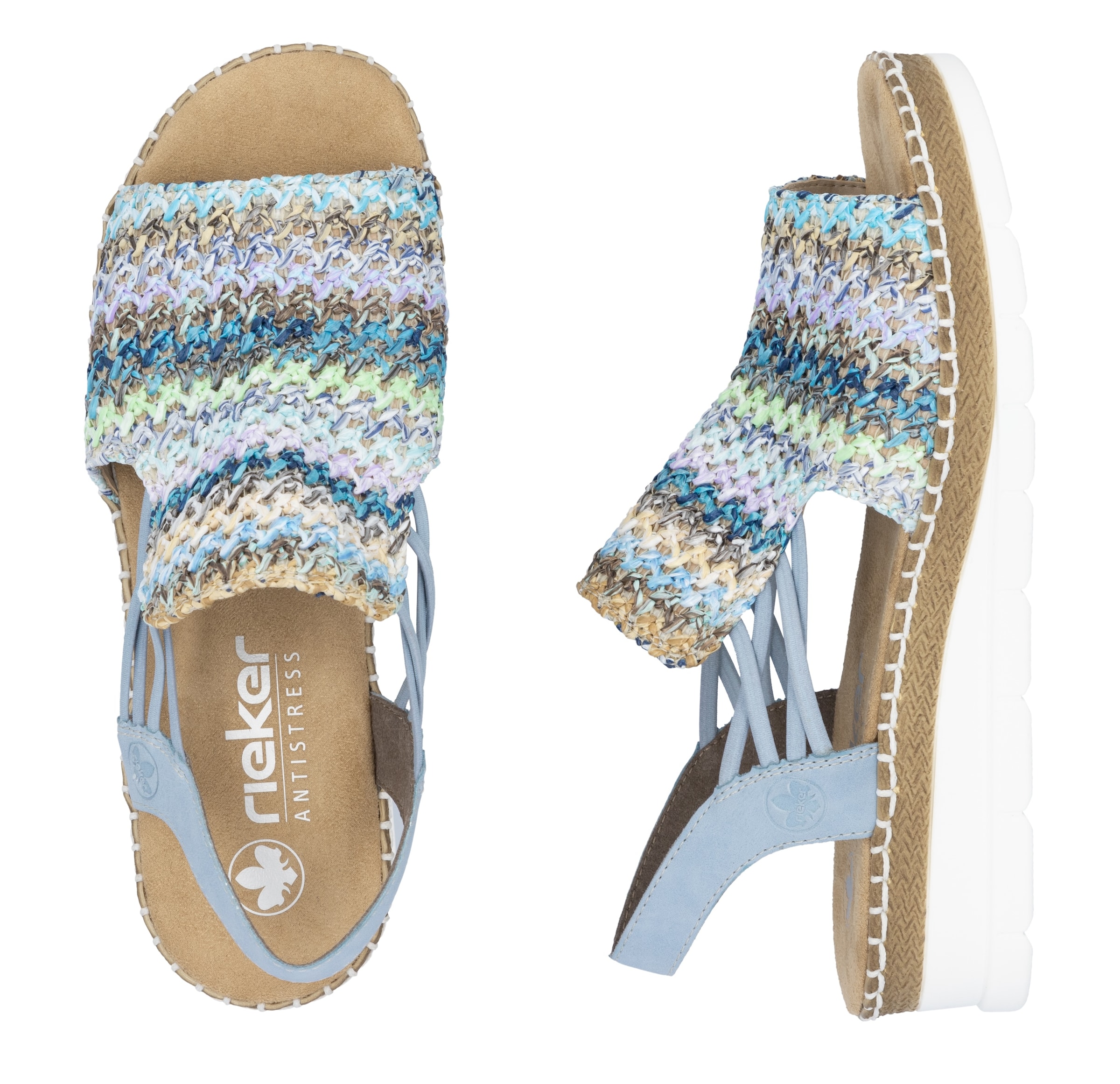 Rieker Sandale, Sommerschuh, Sandalette, Keilabsatz, in modischer Flechtoptik