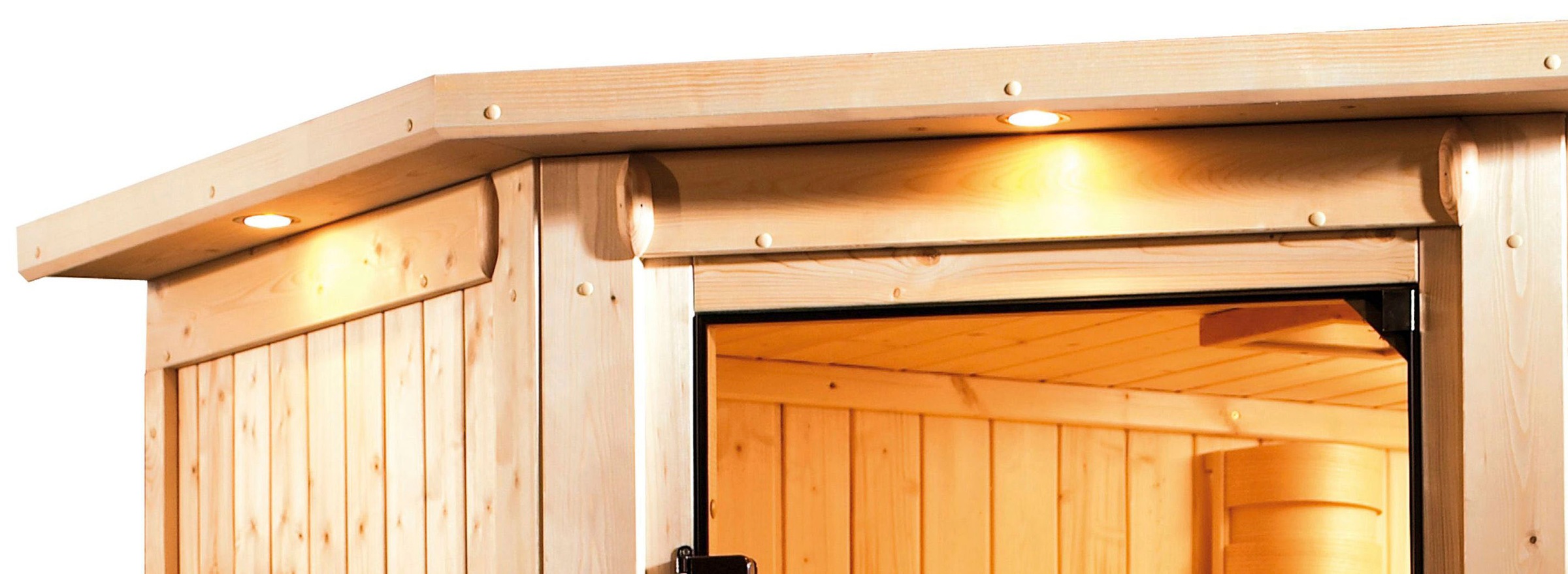 Karibu Sauna »Larin« Set,  Ofen 9 kW Bio externe Strg easy