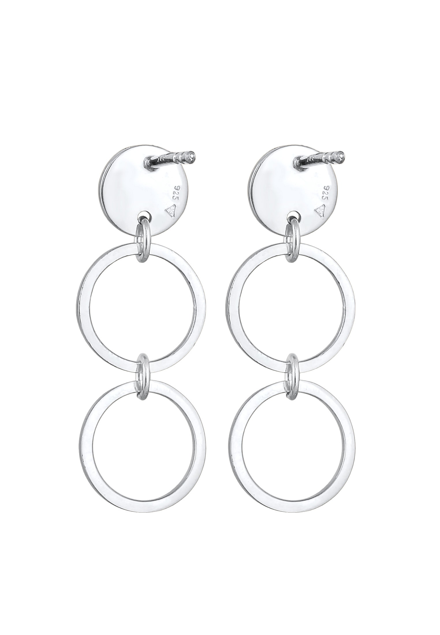 Elli Paar Ohrstecker »Ohrringe Hänger Plättchen Ringe Kreis 925 Silber«
