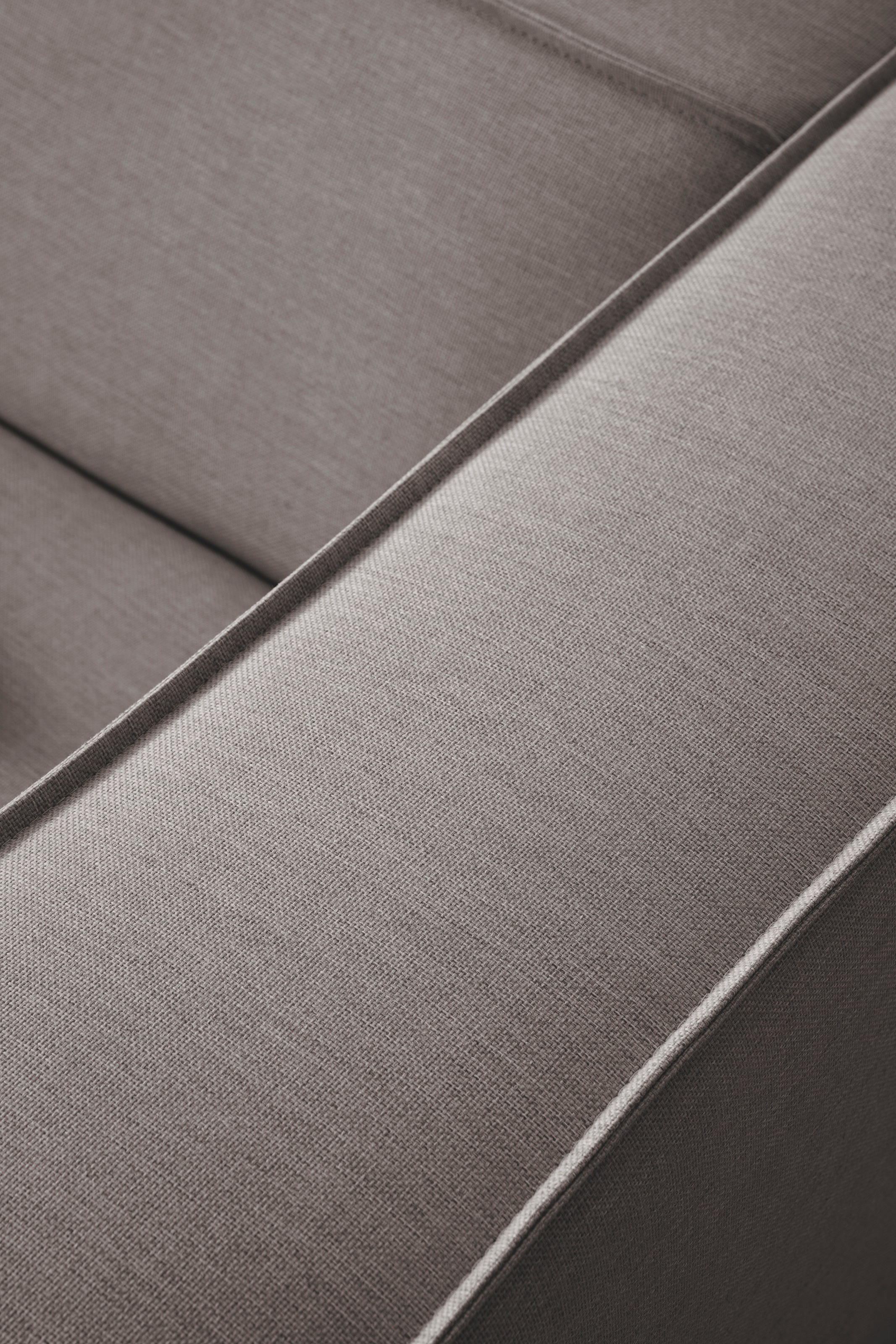 LeGer Home by Lena Gercke Ecksofa »PIARA mit Kedernaht in Cord oder Leinenoptik, moderne Couch in L-Form«, wahlweise Ottomane rechts/links, schwarze Füße, bequemer Sitzkomfort
