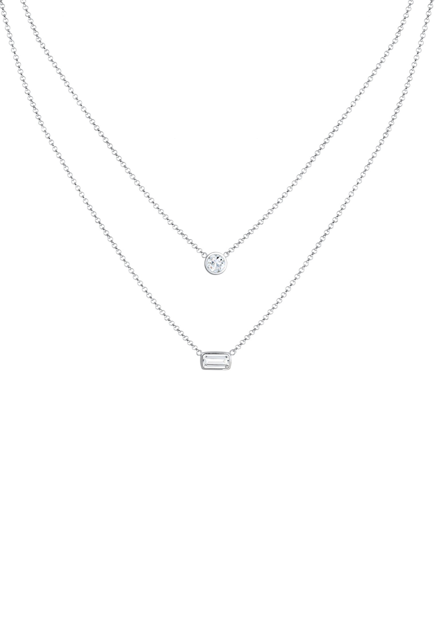 Elli Premium Silberkette »Halskette Layer mit Topas Edelstein 925 Sterling Silber«