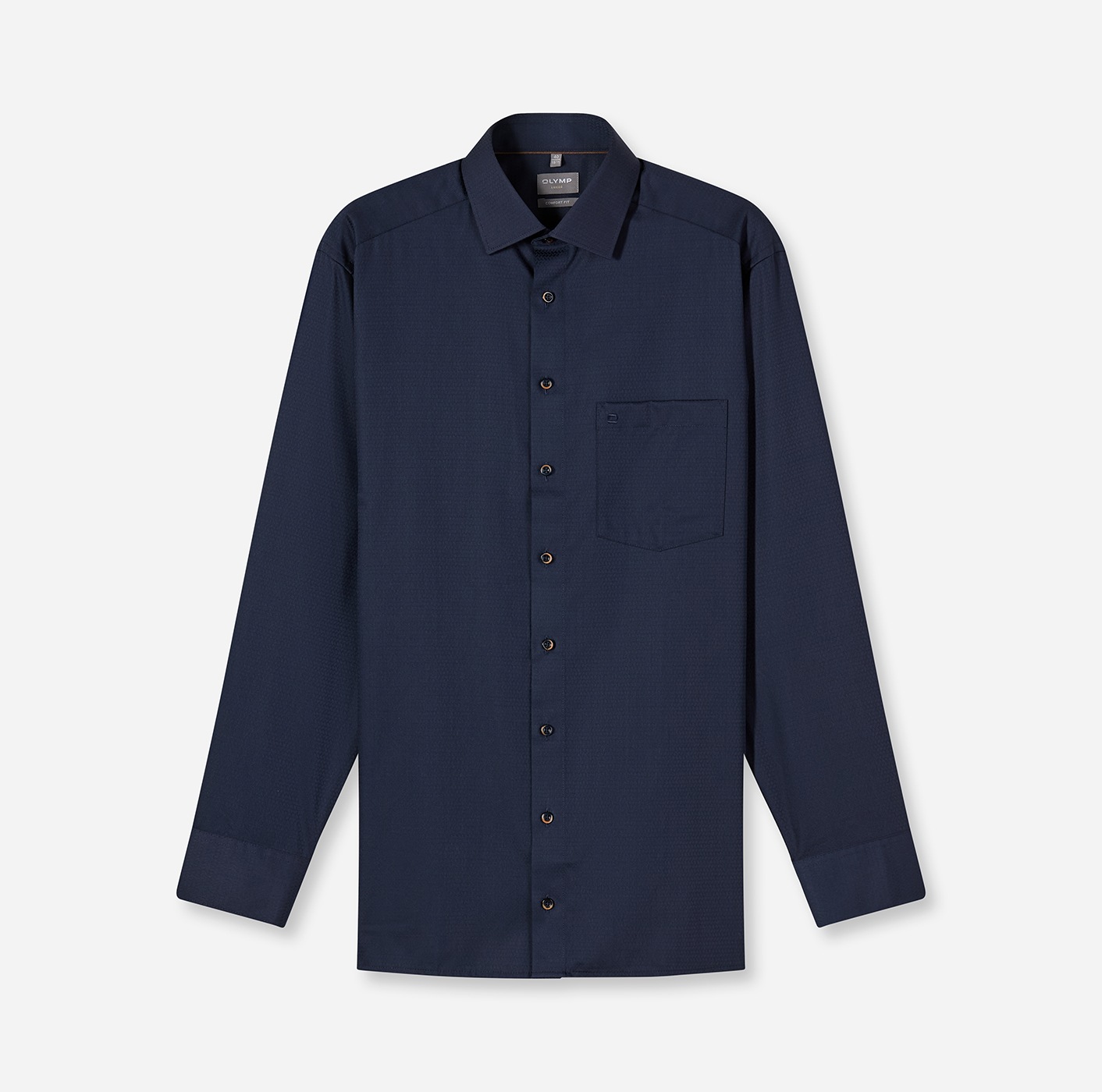 Olymp Herren Langarmhemd »Luxor comfort fit« Struktur - Satin in blau, Größe 48