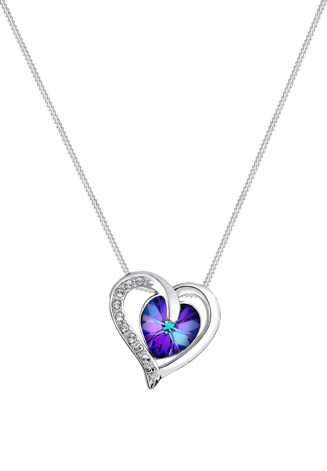 Elli Silberkette »Halskette Herz Blau 925 Sterling Silber, mit Kristallen von Swarovski®«
