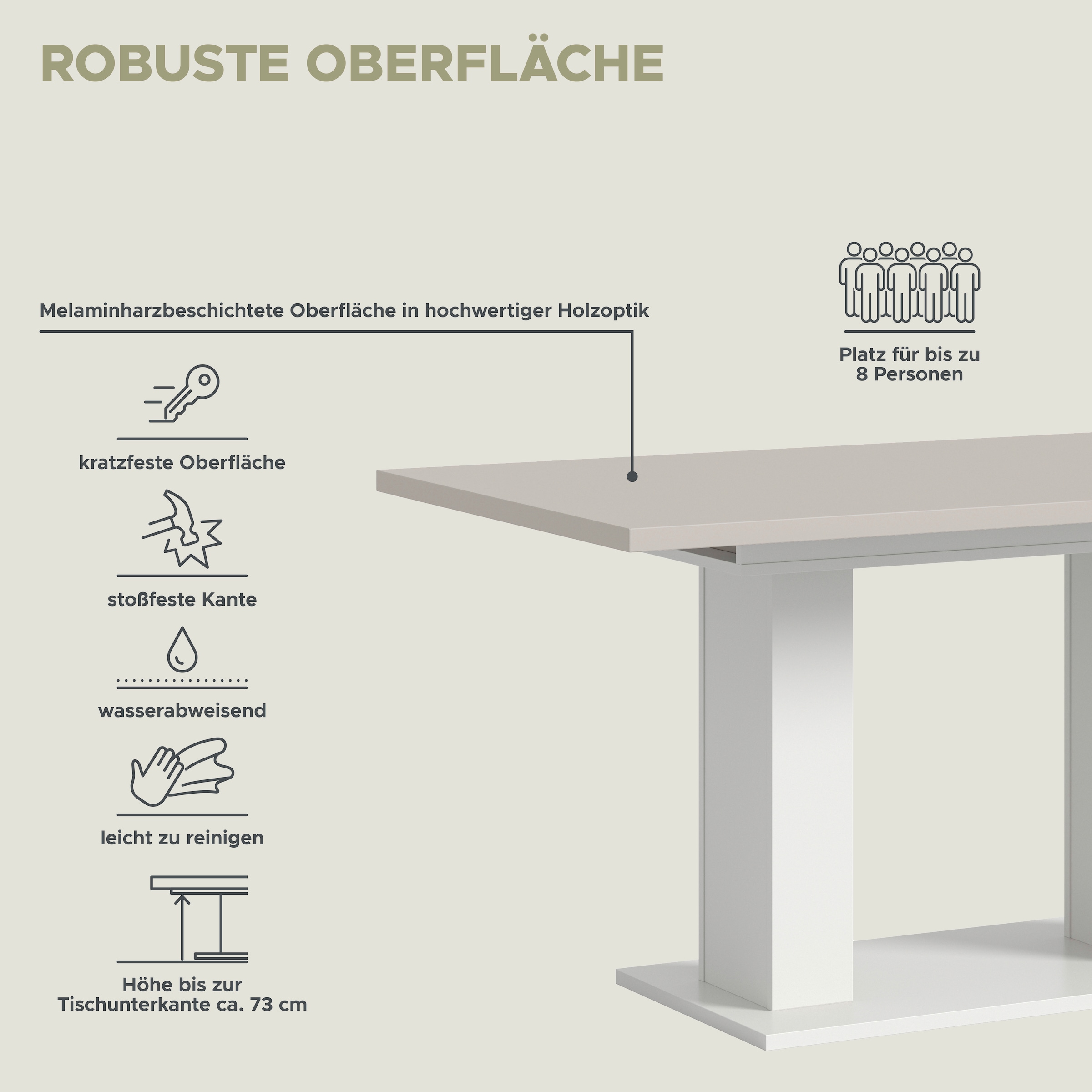 Home affaire Esstisch »Motus, ausziehbar 150 -190 cm, inklusive 40 cm Einlegeplatte« Set, 1 Stk. tlg. Doppelsäulengestell mit Bodenplatte, Tisch, Esstisch, Küche