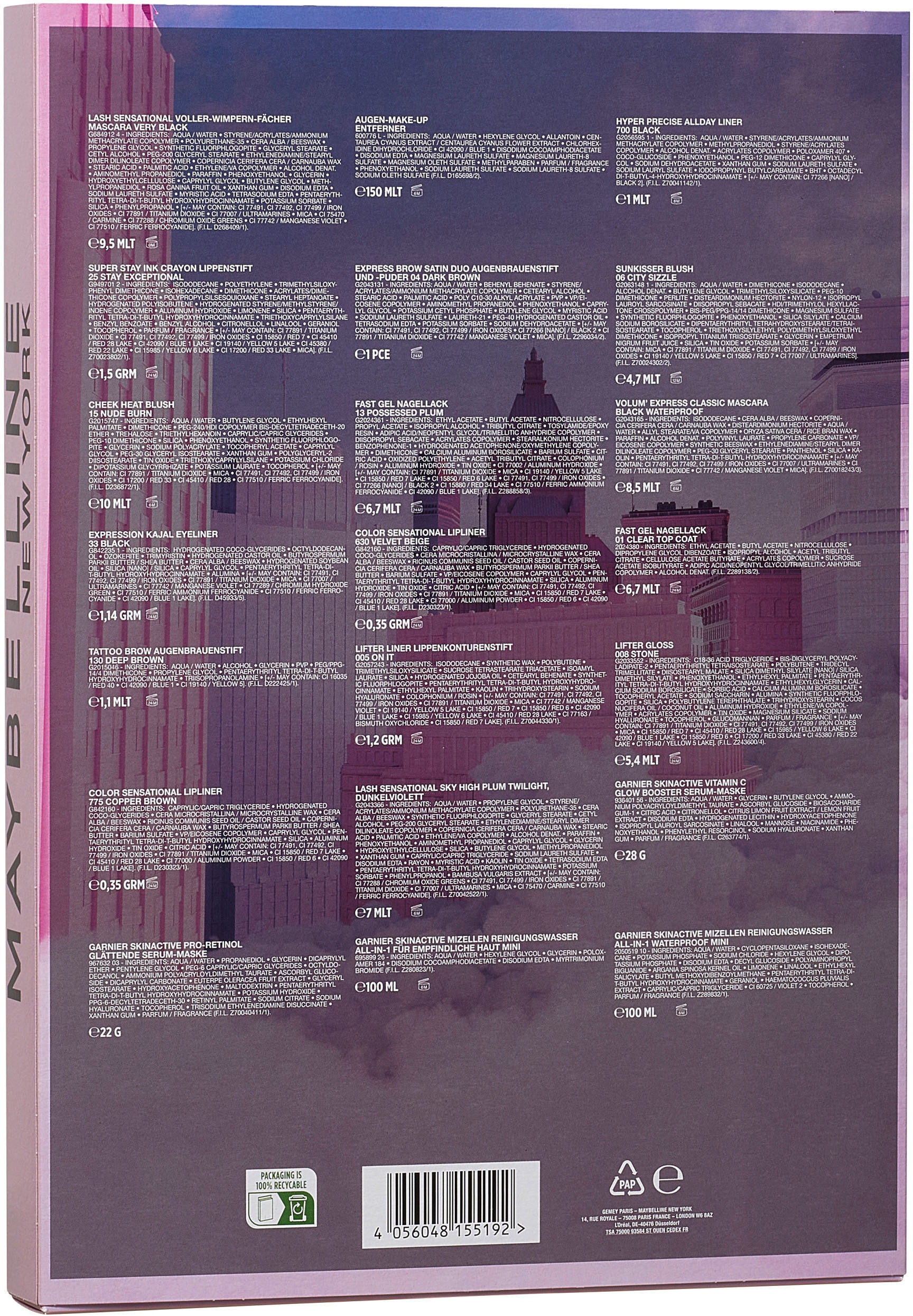 MAYBELLINE NEW YORK Kosmetik-Adventskalender »Maybelline New York Adventskalender 24-Türer 2025« ab 13 Jahren