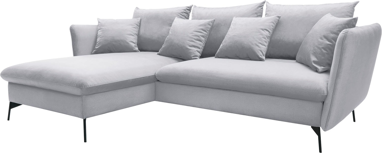 OTTO home Ecksofa »LIVORNO,258 cm, L-Form,« Schlaffunktion u. Bettkasten (139/224cm), Samt, Struktur, Webstoff