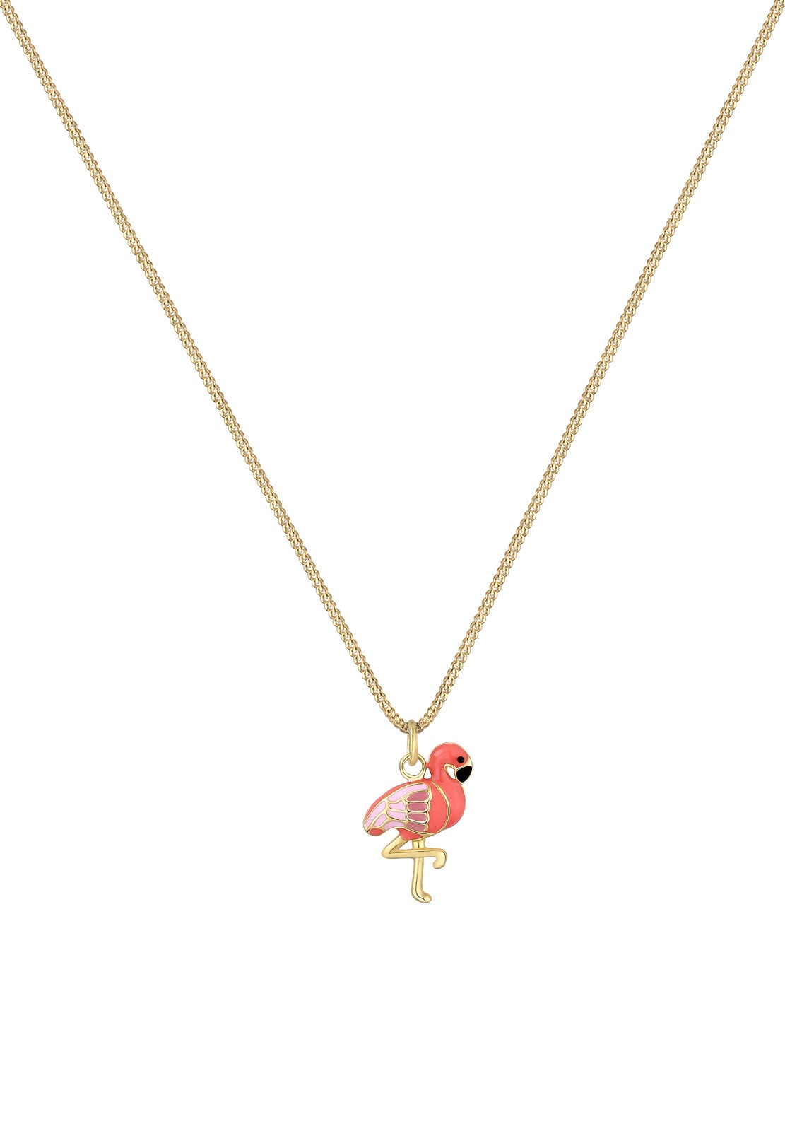 Elli Kette mit Anhänger »Halskette Emaille Anhänger Flamingo 925 Sterling Silber vergoldet«