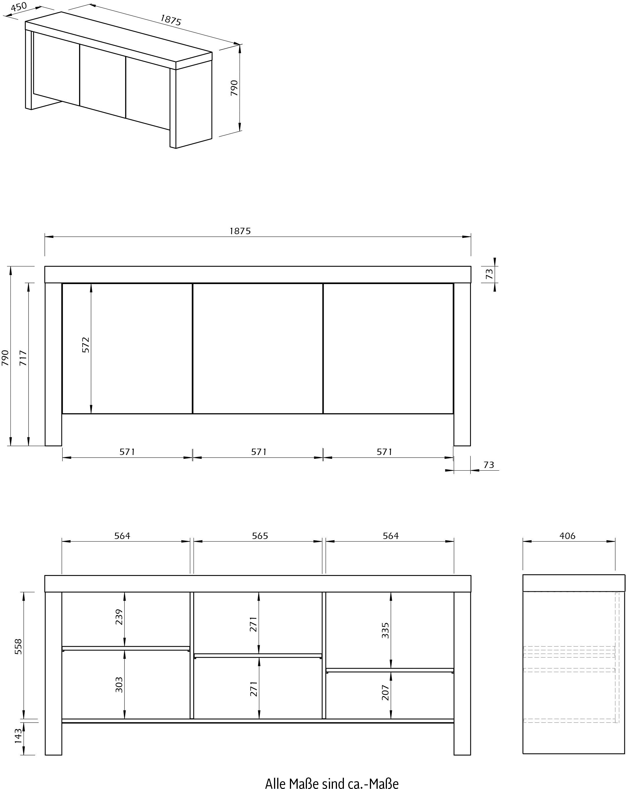 TemaHome Sideboard »Kobe«, Kommode, industrieller Look