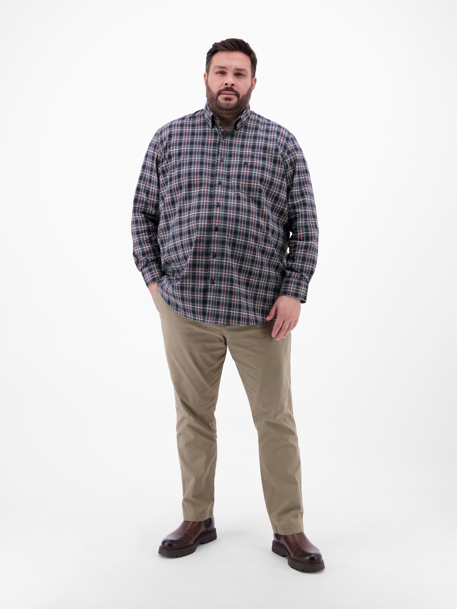 LERROS Langarmhemd »Kariertes Flanellhemd in Übergrössen«