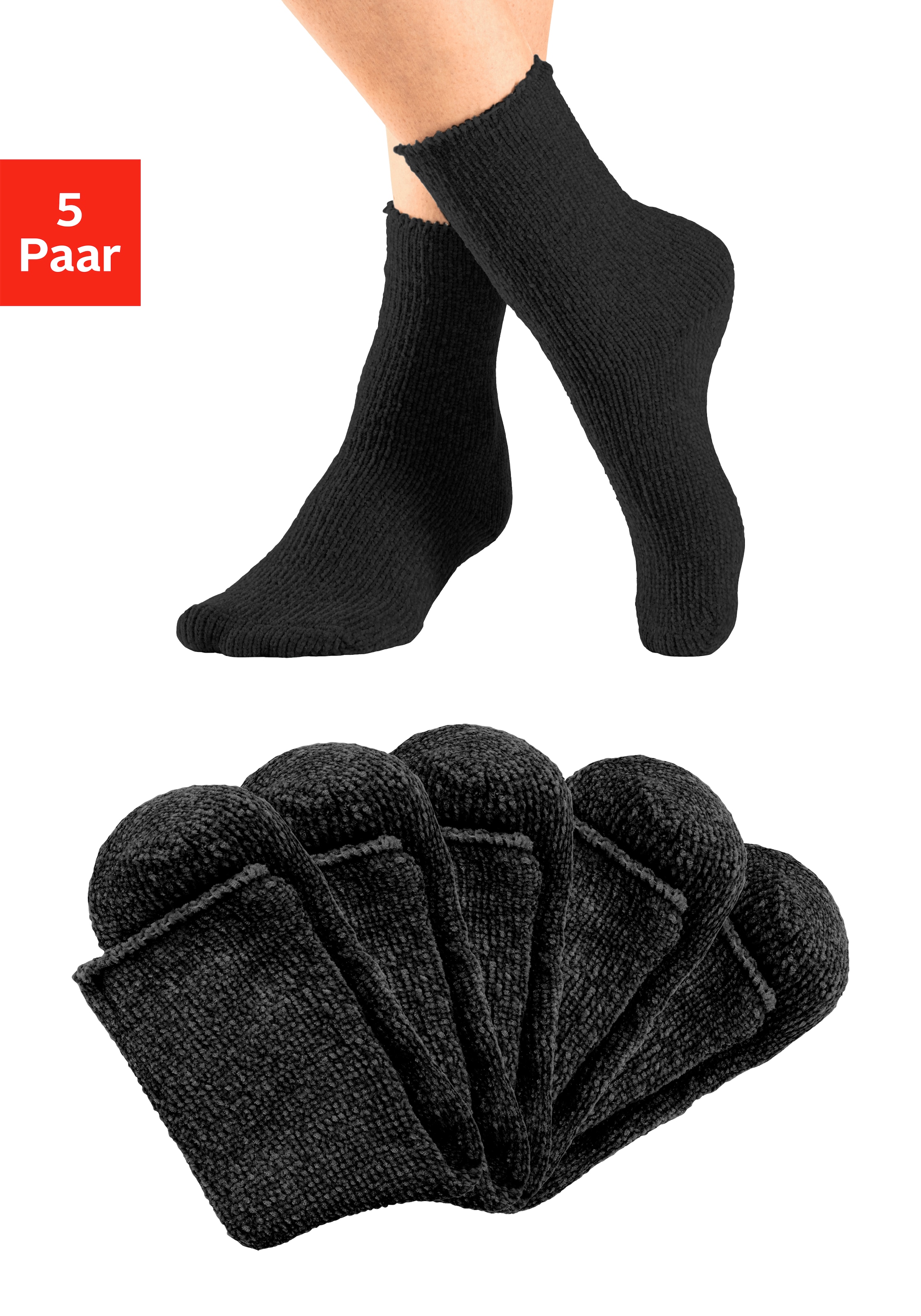 Lavana Damen Kuschelsocken Packung in schwarz, Größe 39-42