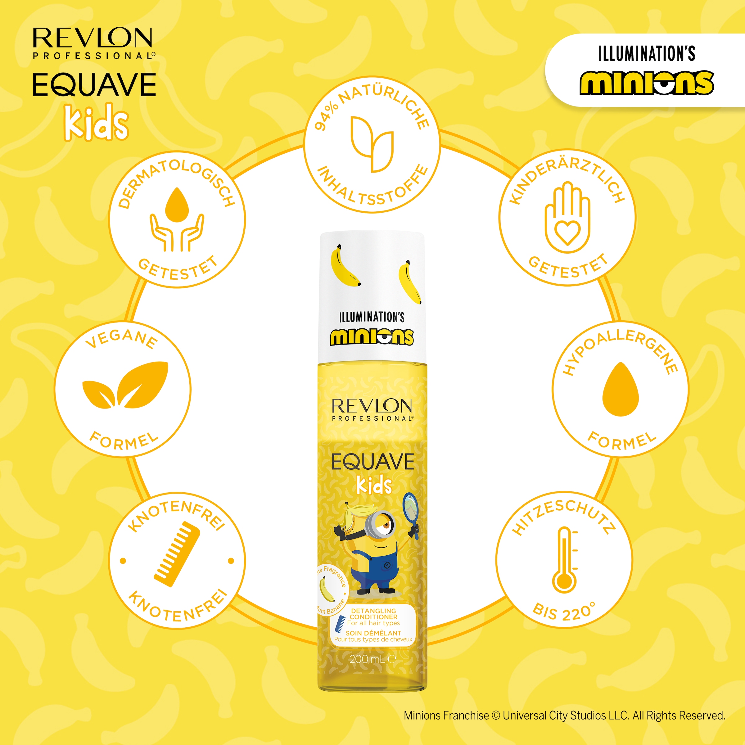 REVLON PROFESSIONAL Leave-in Pflege »EQUAVE KIDS MINIONS DETANGLING CONDITIONER« Vegan & Dermatologisch getestet, Special Edition