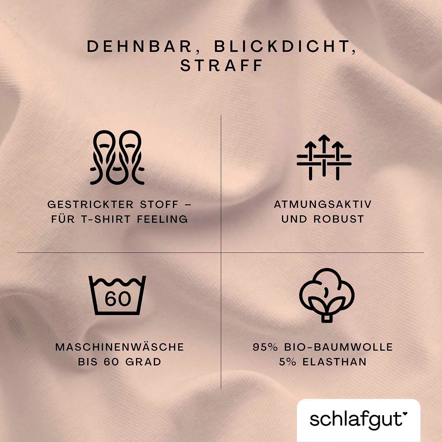 Schlafgut Spannbettlaken »PURE Bio-Baumwolle mit Elasthan, dehnbar blickdicht, straff, Bettlaken«, PREMIUM Laken für Matratzen bis 30cm Höhe, in 90x200, 140x200, 180x200