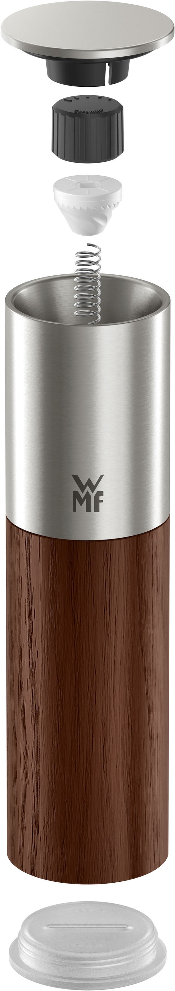 WMF Gewürzmühle »Nature Pro Edelstahl« Keramikmahlwerk, einstellbarer Mahlgrad, Aromaschutzdeckel, Holz