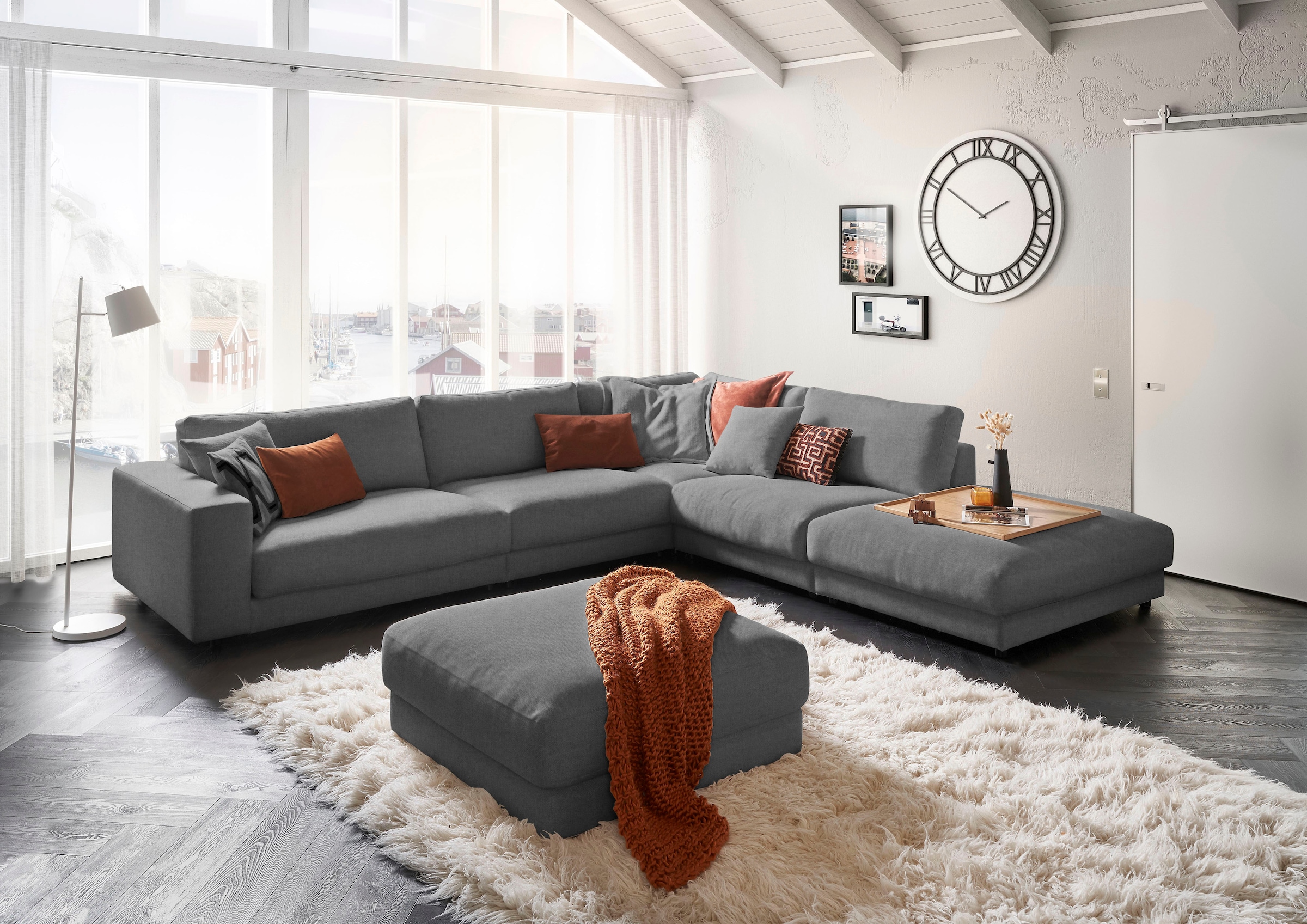 3C Candy Ecksofa »Enisa II, bequem und komfortabel, großes Familiensofa, L-Form« incl. 3 Flatterkissen, wahlweise mit Flecken-Schutz-Bezug Easy care