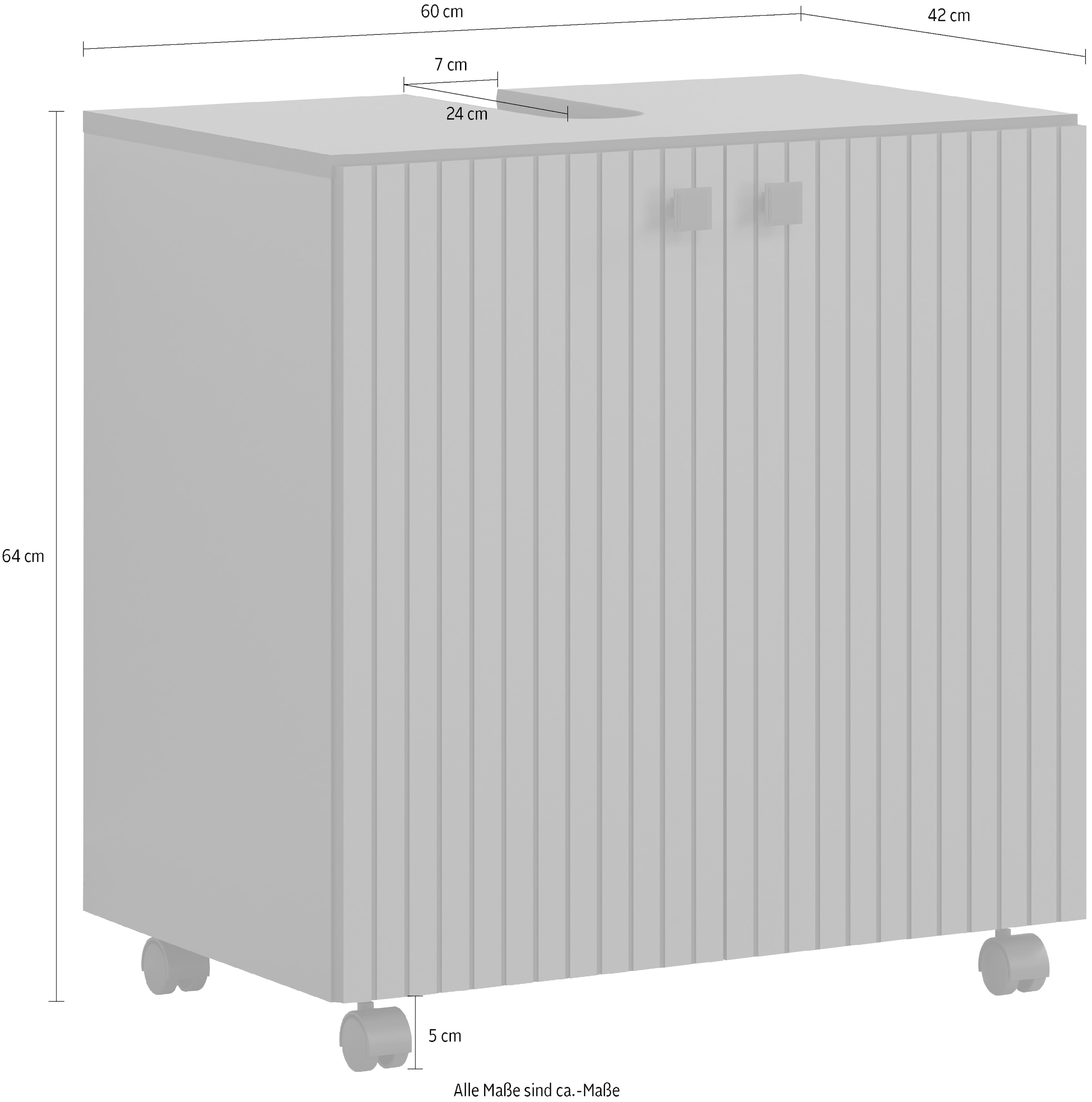 welltime Waschbeckenunterschrank »Amrum«, Waschtisch auf Rollen - (B/T/H) wahlweise 60-80/42/64 cm