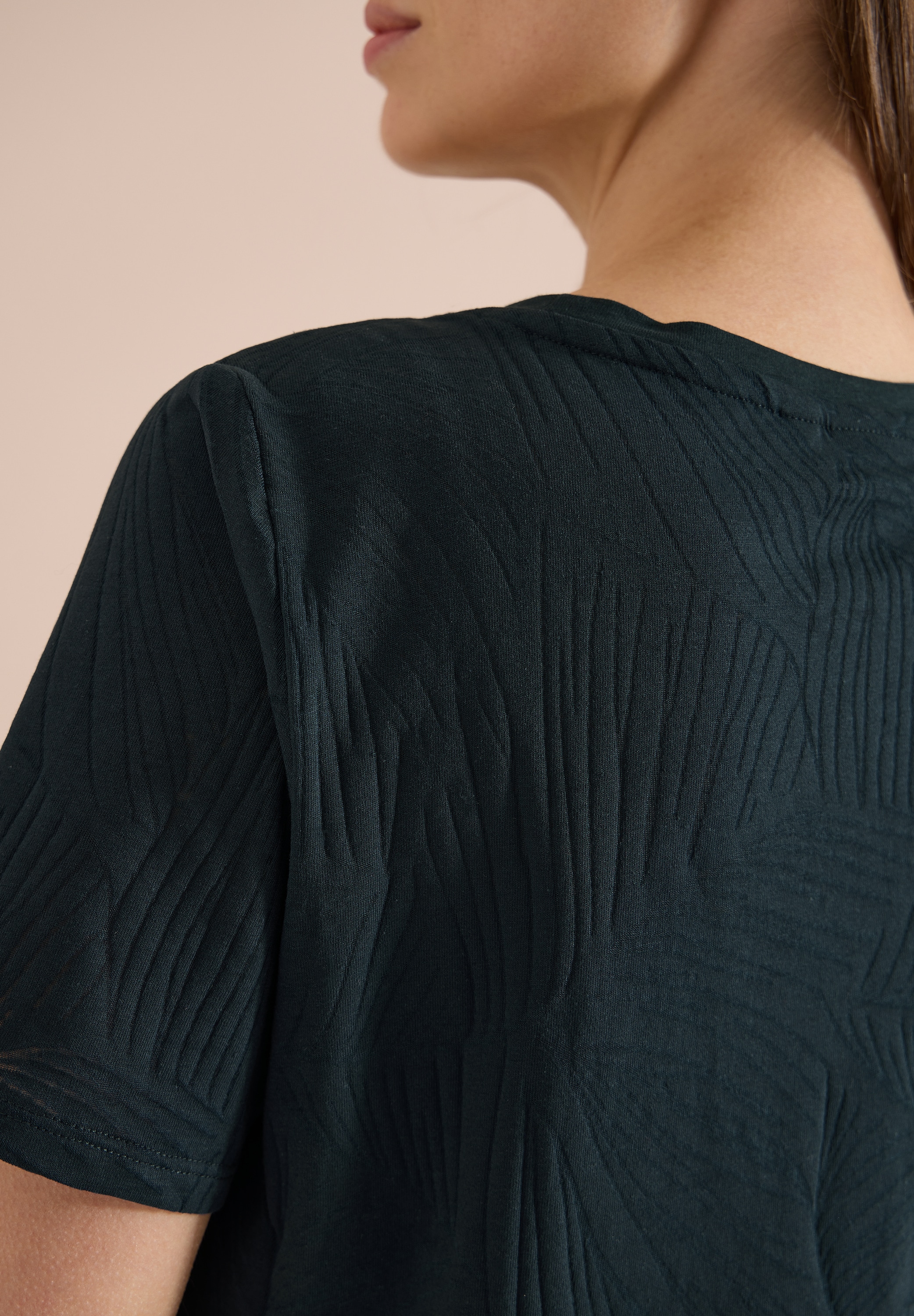 Cecil Rundhalsshirt Sommershirt im Ausbrenner-Look mit Wording
