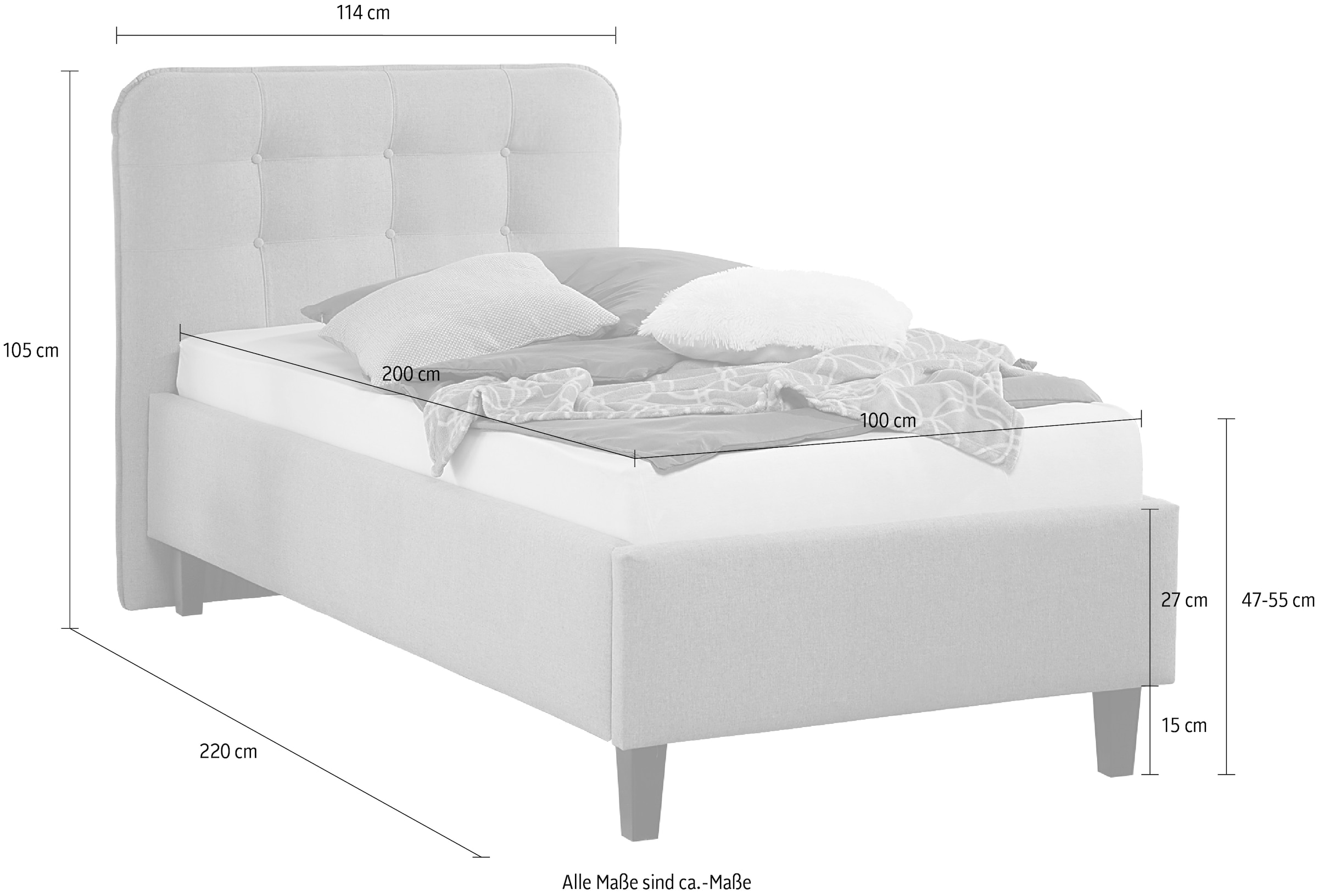 Maintal Polsterbett »Livermore« auch "mit Lattenrost" erhältlich