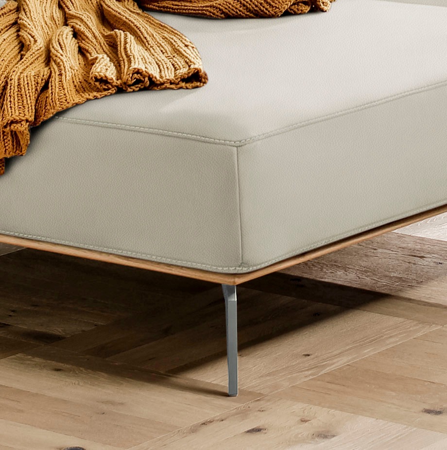 W.SCHILLIG Ecksofa »run, Designsofa mit tollem Sitzkomfort, bequem, L-Form«, mit elegantem Holzsockel, Füße in Silber matt, Breite 279 cm