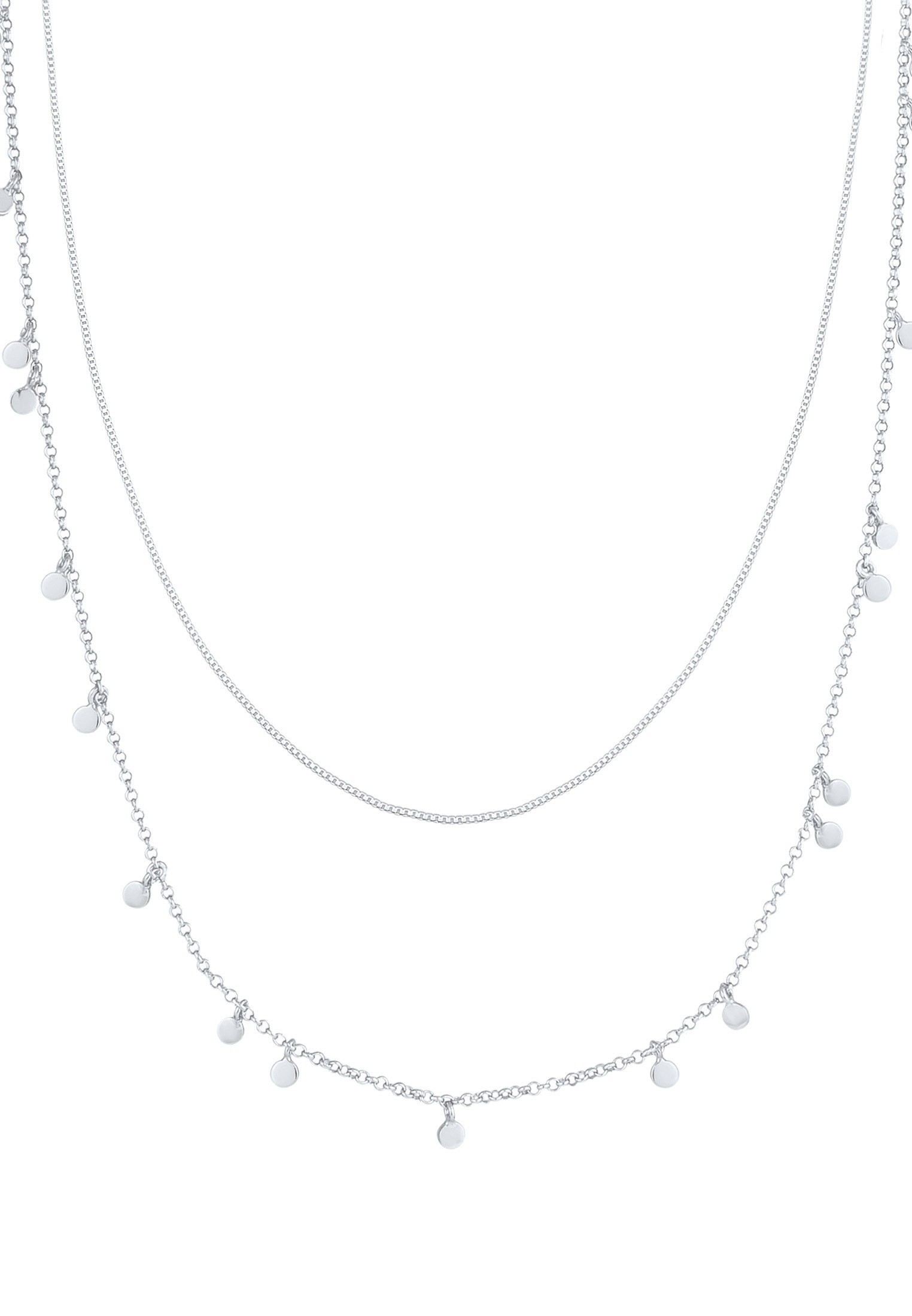 Elli Silberkette »Halskette Layer Plättchen 925 Sterling Silber«