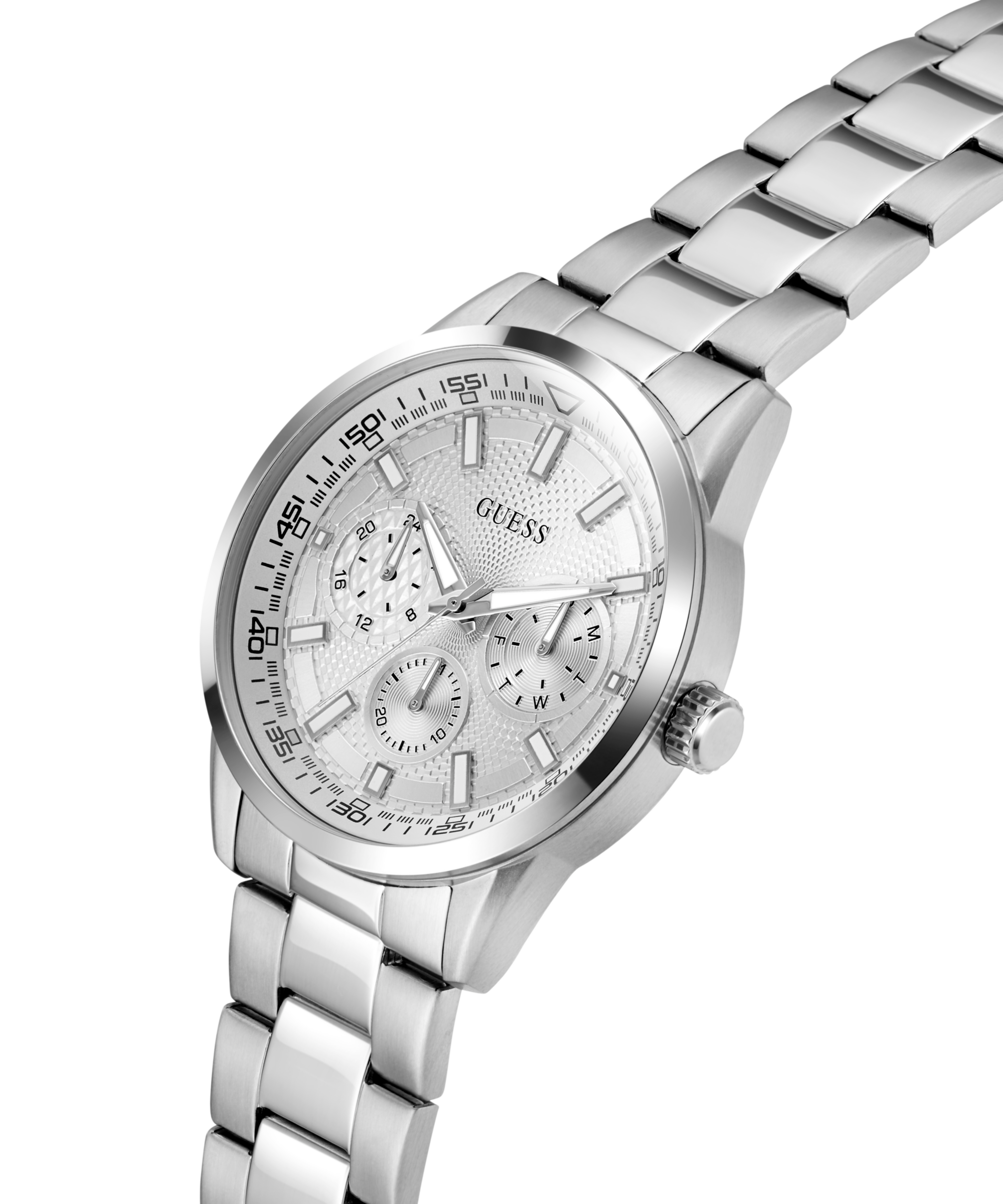 Guess Multifunktionsuhr »TREY« Quarzuhr, Armbanduhr, Herrenuhr, Edelstahlarmband, Datum