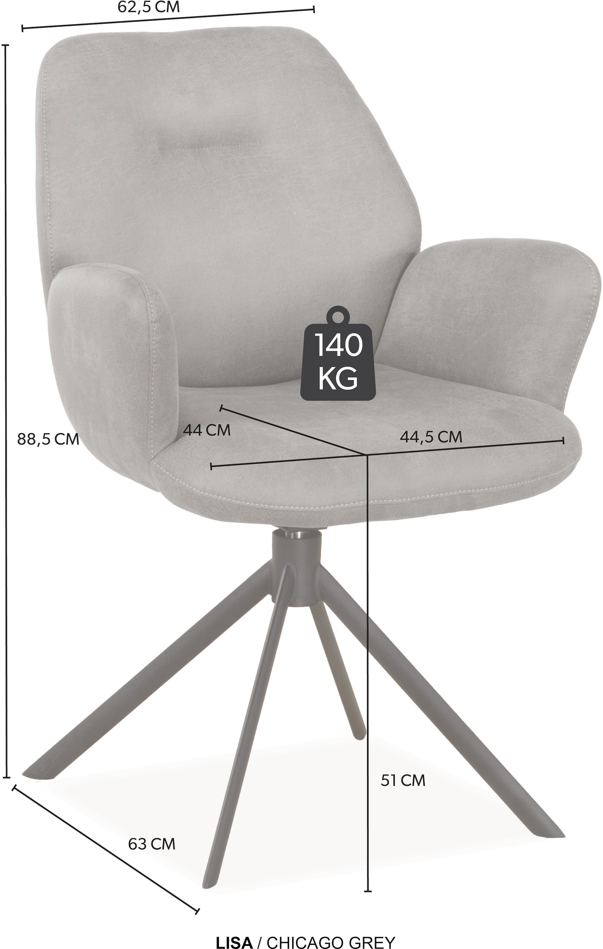 OMG Design Esszimmerstuhl »Lisa« (Set) 1 Stk.Drehstuhl mit auto-return, Armlehnenstuhl