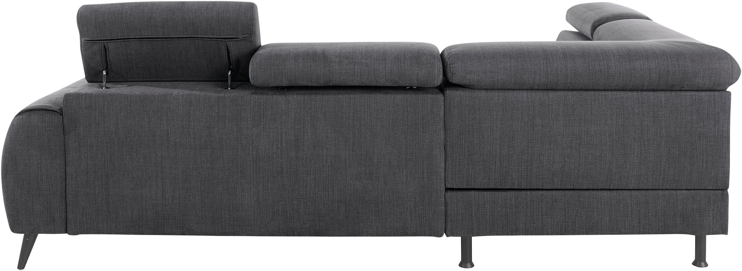 COTTA Ecksofa »Mia L-Form mit 3 Zierkissen«, wahlweise mit Bettfunktion, Bettkasten, Beleuchtung & Wireless-Charger