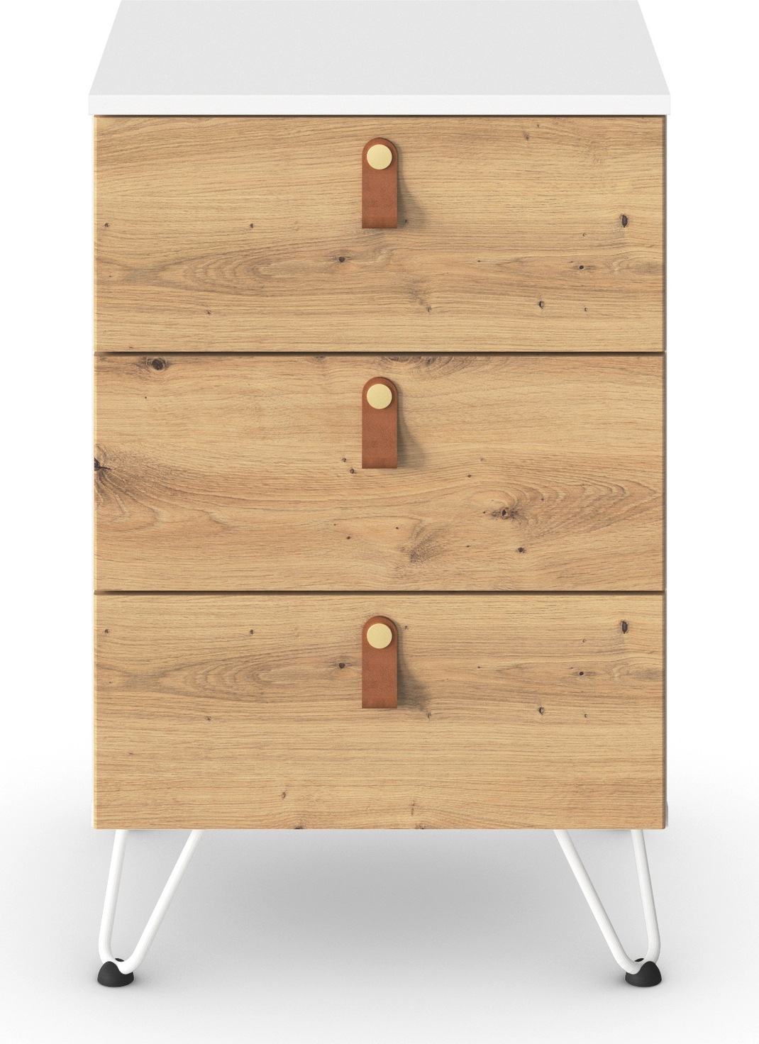 rauch Nachtkommode »Homey by Aditio«, mit Grifflaschen in Leder, 3 Schubladen mit Softclose-Funktion