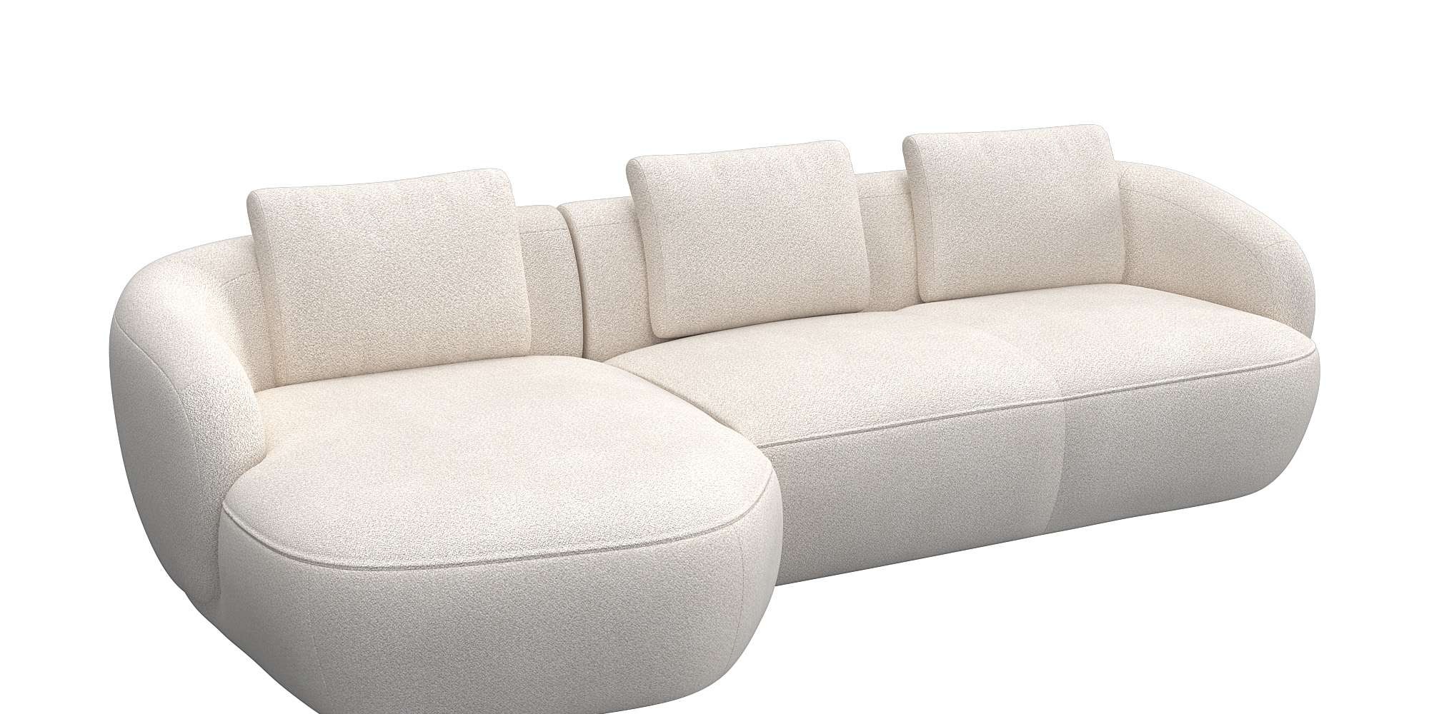 FLEXLUX Wohnlandschaft »Torino, rund, L-Form, Sofa-Ecke mit Recamiere, Longchair-Sofa«, Modernes, organisches Sofa-Design, Kaltschaum, Wellenunterfederung