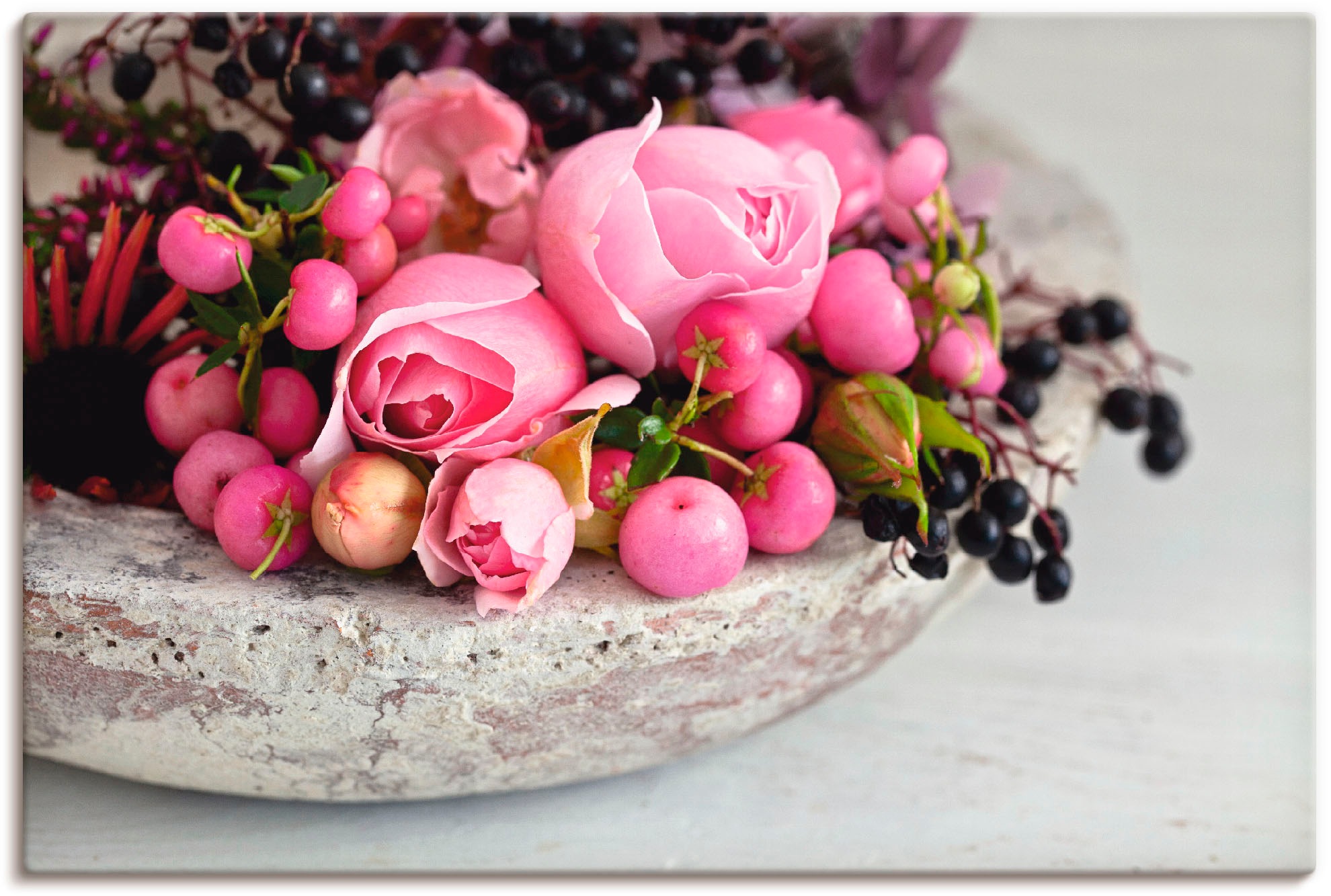Artland Wandbild »Stillleben mit Blüten und Beeren«, Blumen, (1 St.), in vielen Größen & Produktarten - Alubild / Outdoorbild für den Außenbereich, Leinwandbild, Poster, Wandaufkleber / Wandtattoo auch für Badezimmer geeignet