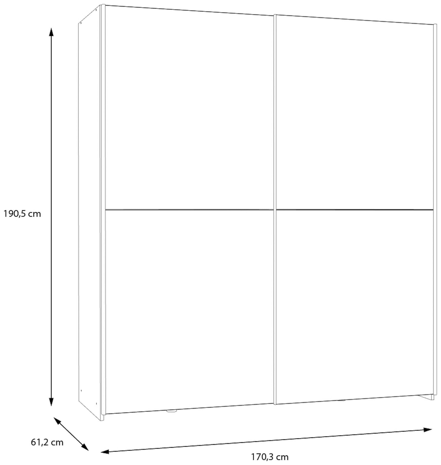 Home affaire Schwebetürenschrank »2 Schiebetüren, Made in Europe, stabil und zeitlos«, (5 Breiten: 120 -200cm, Höhe ca. 190cm), in verschiedenen Farben und Breiten