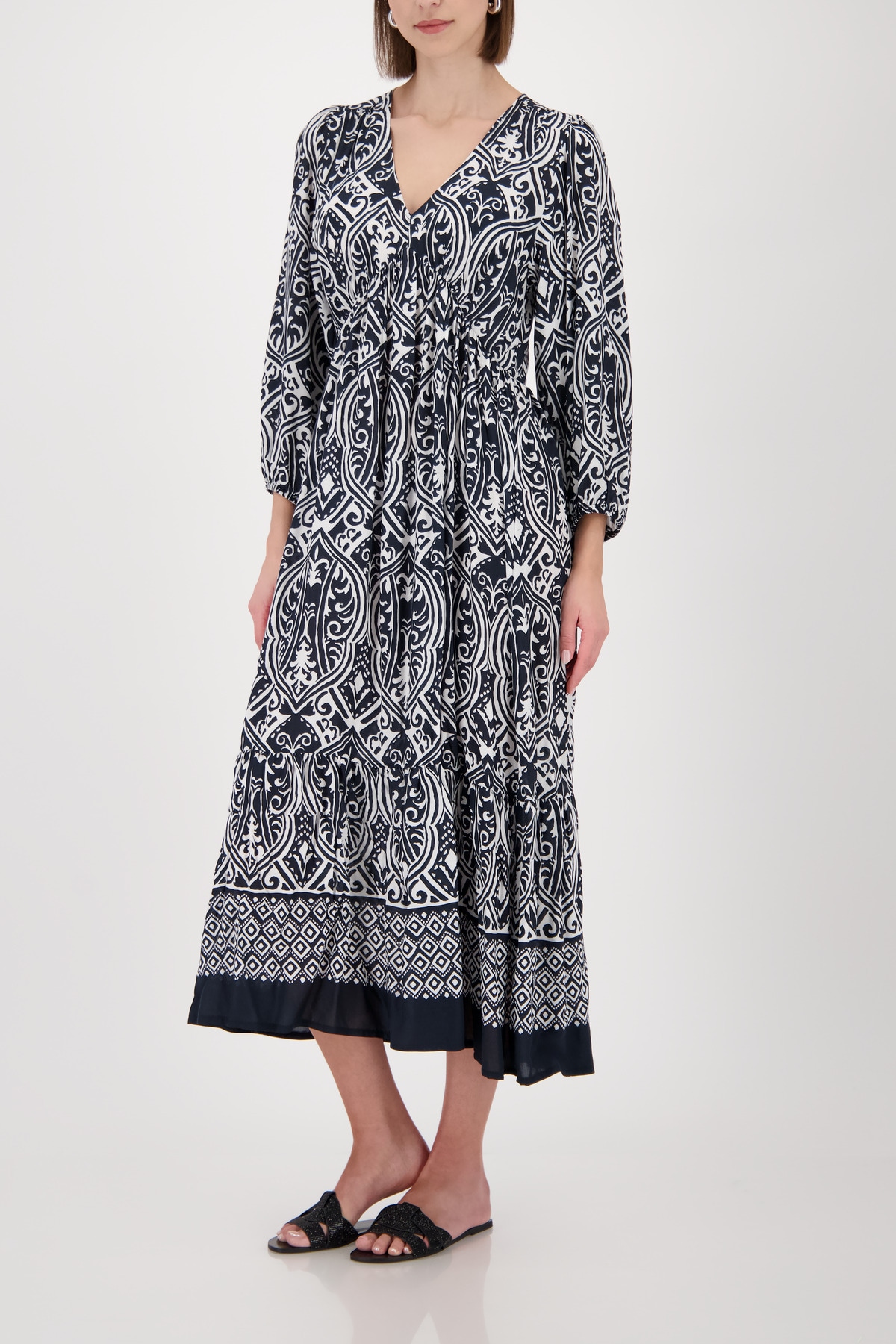 Monari Maxikleid Ohne Tasche Regular fit mit V-Ausschnitt