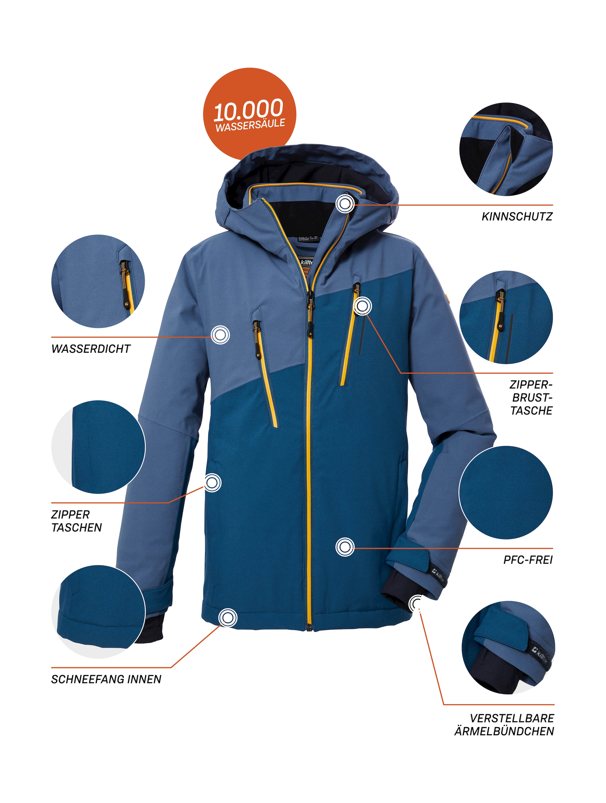 Killtec Skijacke »KSW 173 BYS SKI JCKT«, Wasserdichte Kids-Winterjacke mit Fleece, Schneefang, vielen Taschen
