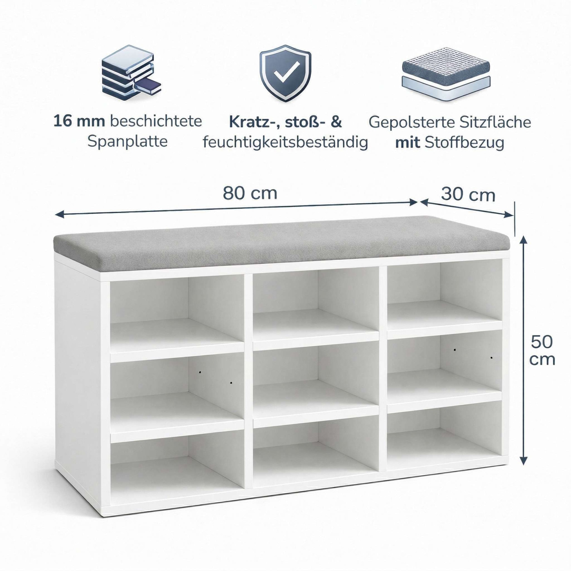 OTTO home Schuhbank »Schuchschrank 80,  Schuhregal, Schuhtruhe, Schuhkommode, Sitzbank« mit bequemer, abnehmbarer Sitzauflage