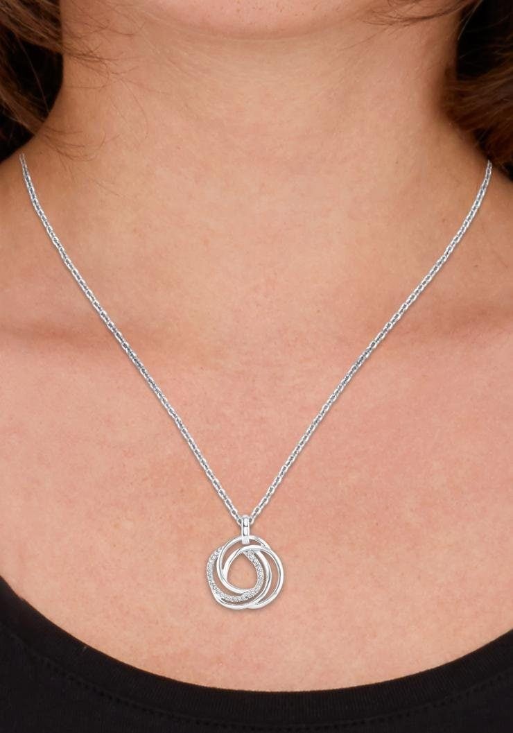 Amor Kette mit Anhänger »verschlungene Kreise, 2024163«, mit Zirkonia (synth.)