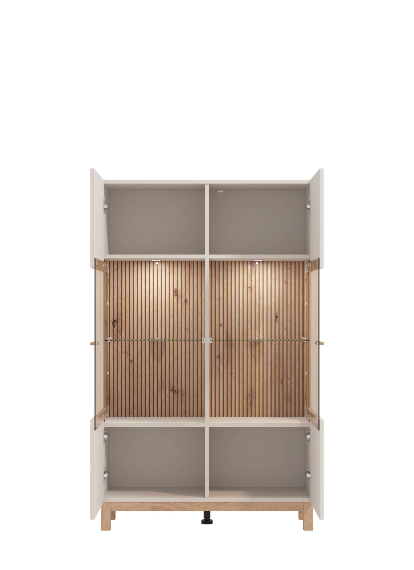 Home affaire Highboard »Essex, Hochkommode, Vitrine, Glasvitrine, Kombi-Highboard« Modernes Highboard in Kaschmir mit Glasfront & Lamellen-Optik