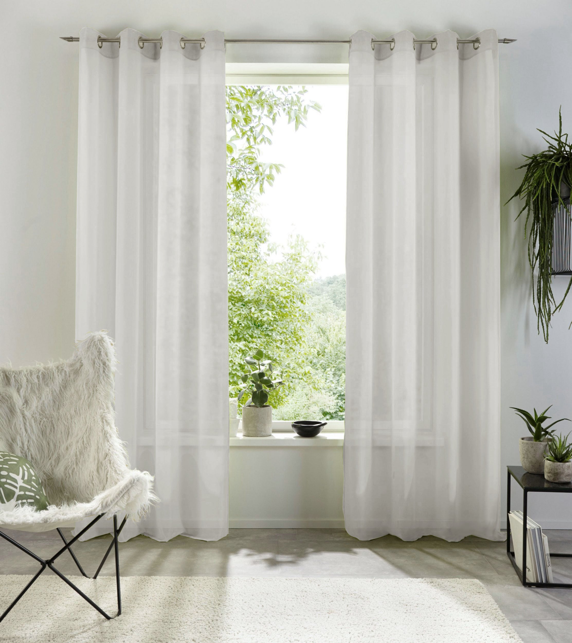 OTTO home Gardine »XANA« Ösen 1 Stk. tlg. Bestseller, einfarbig, 1 bzw. 2er Set, pflegeleicht, Bestseller!