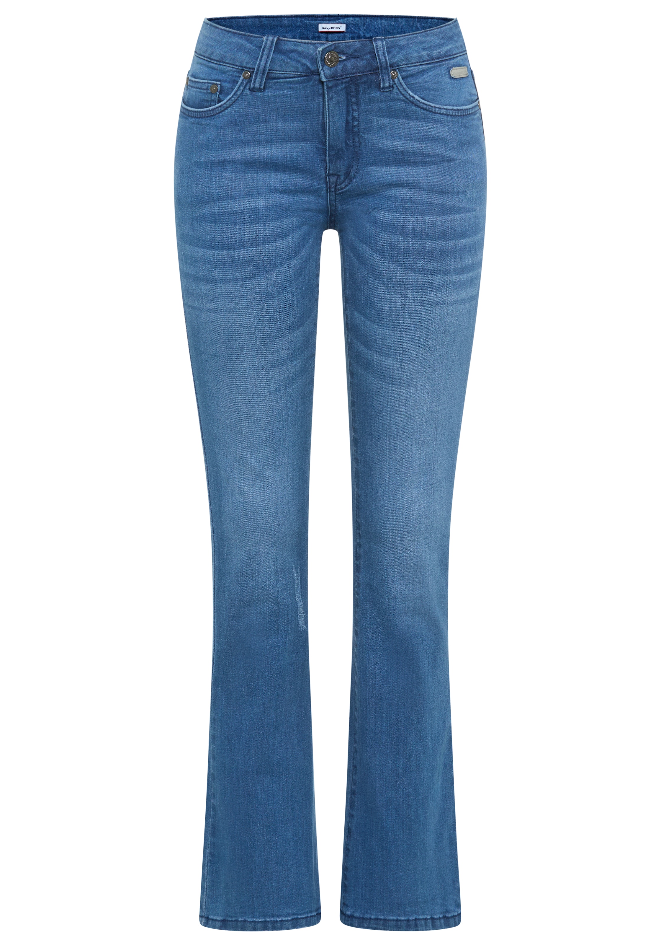 KangaROOS 5-Pocket-Jeans ausgestellte Beinform,  Used-Waschung,  normale Leibhöhe