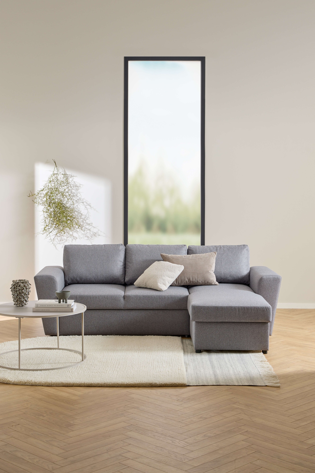 ACTONA GROUP Couchtisch »Seaford Kaffeetisch, Wohnzimmertisch« Runder Couchtisch mit grauer Melaminplatte und Stahlgestell, Ø80x45 cm