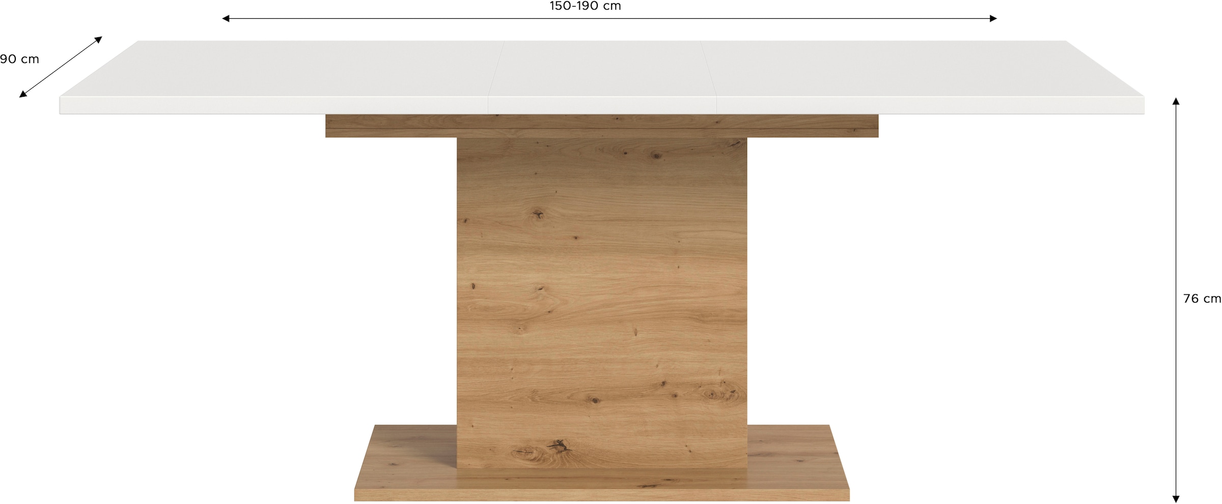 Home affaire Esstisch »Motus, ausziehbar 150 -190 cm, inklusive 40 cm Einlegeplatte« Set, 1 Stk. tlg. Säulengestell mit Bodenplatte, Tisch, Küchentisch, Esszimmer, Küche