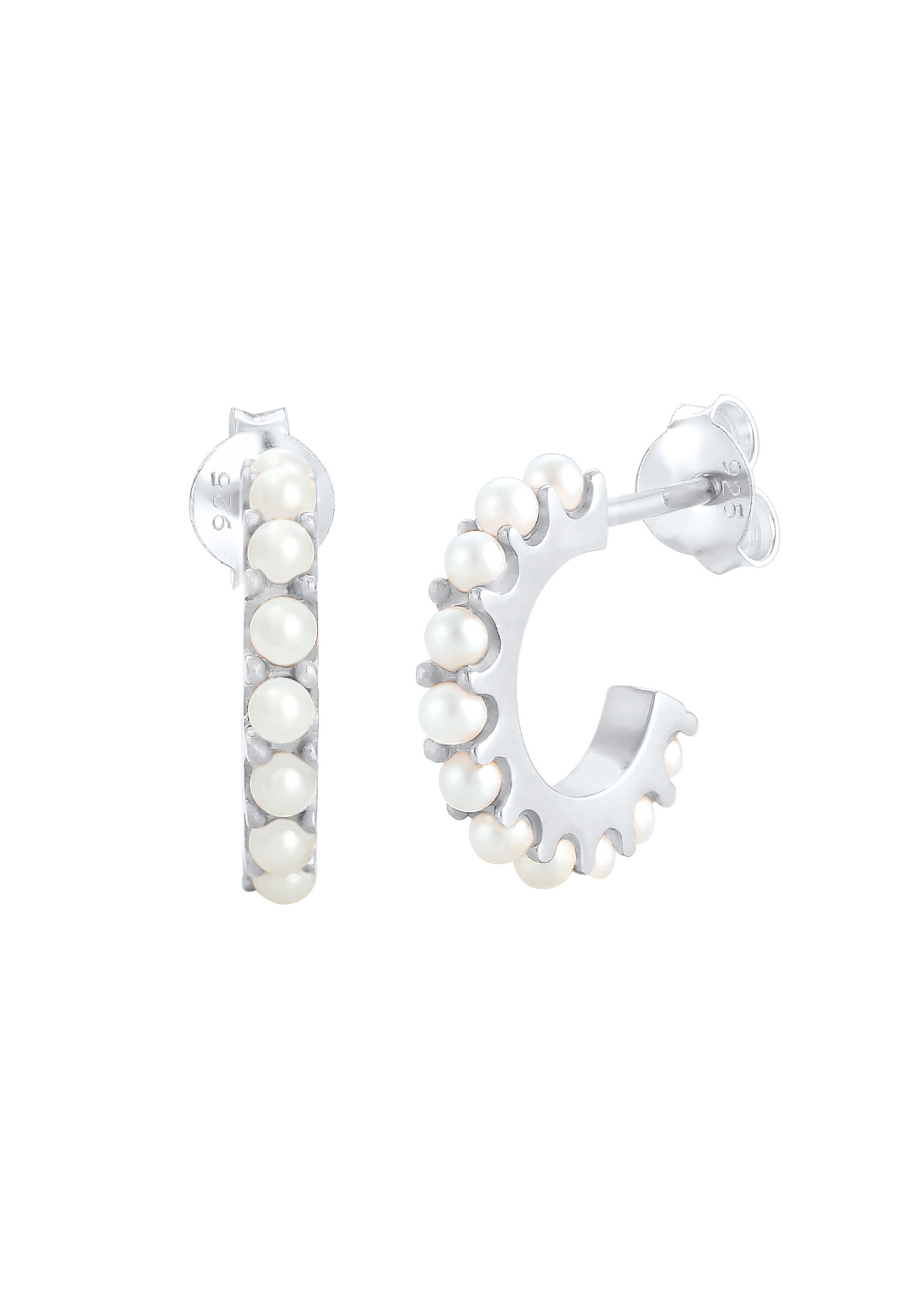 Elli Paar Creolen »Ohrringe Creolen Synthetische Perlen 925 Silber«