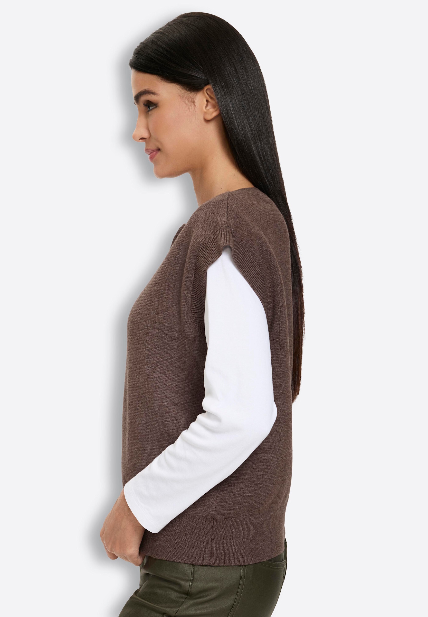 heine Strickjacke »Strickweste Strickweste mit Reißverschluss, verdeckt«