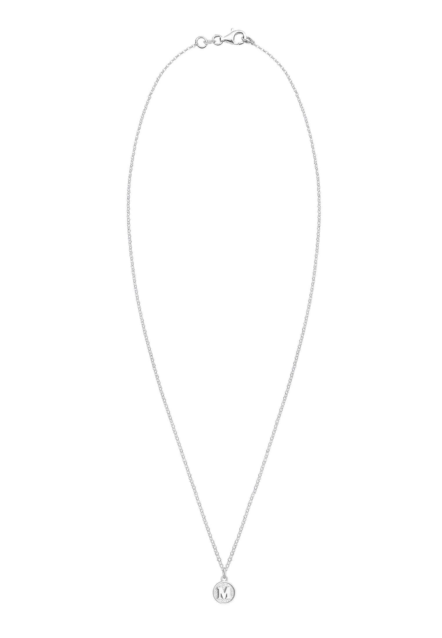 Elli Kette mit Anhänger »Halskette Plättchen Vintage Buchstabe M Initialen 925 Sterling Silber«