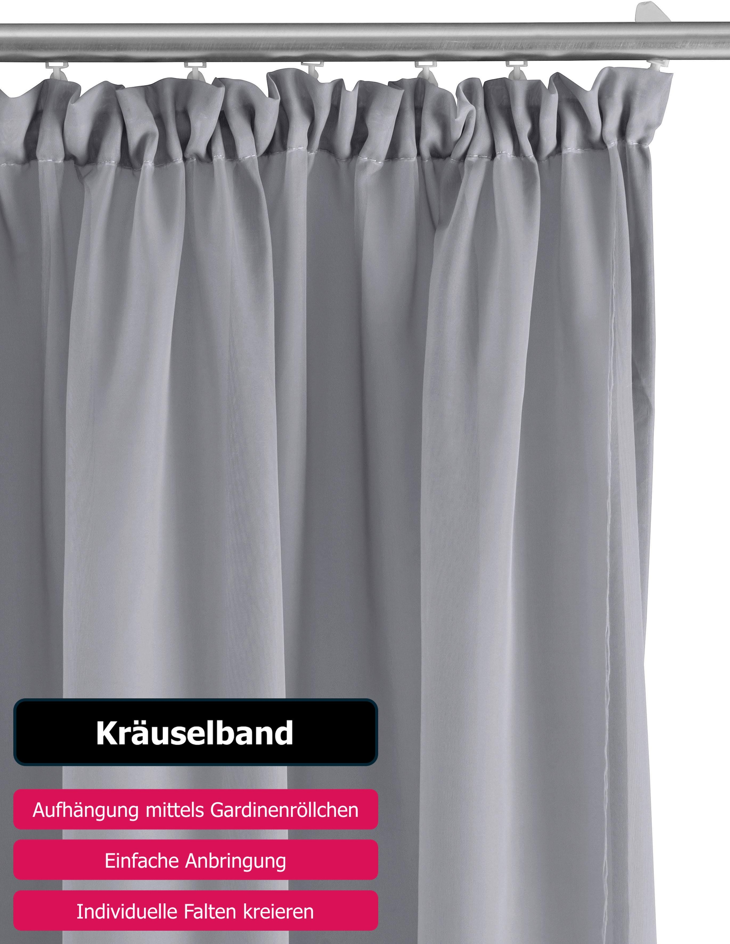 OTTO home Gardine »XANA« Kräuselband 1 Stk. tlg. Bestseller, einfarbig, 1 bzw. 2 Schals, pflegeleicht, Beststeller!