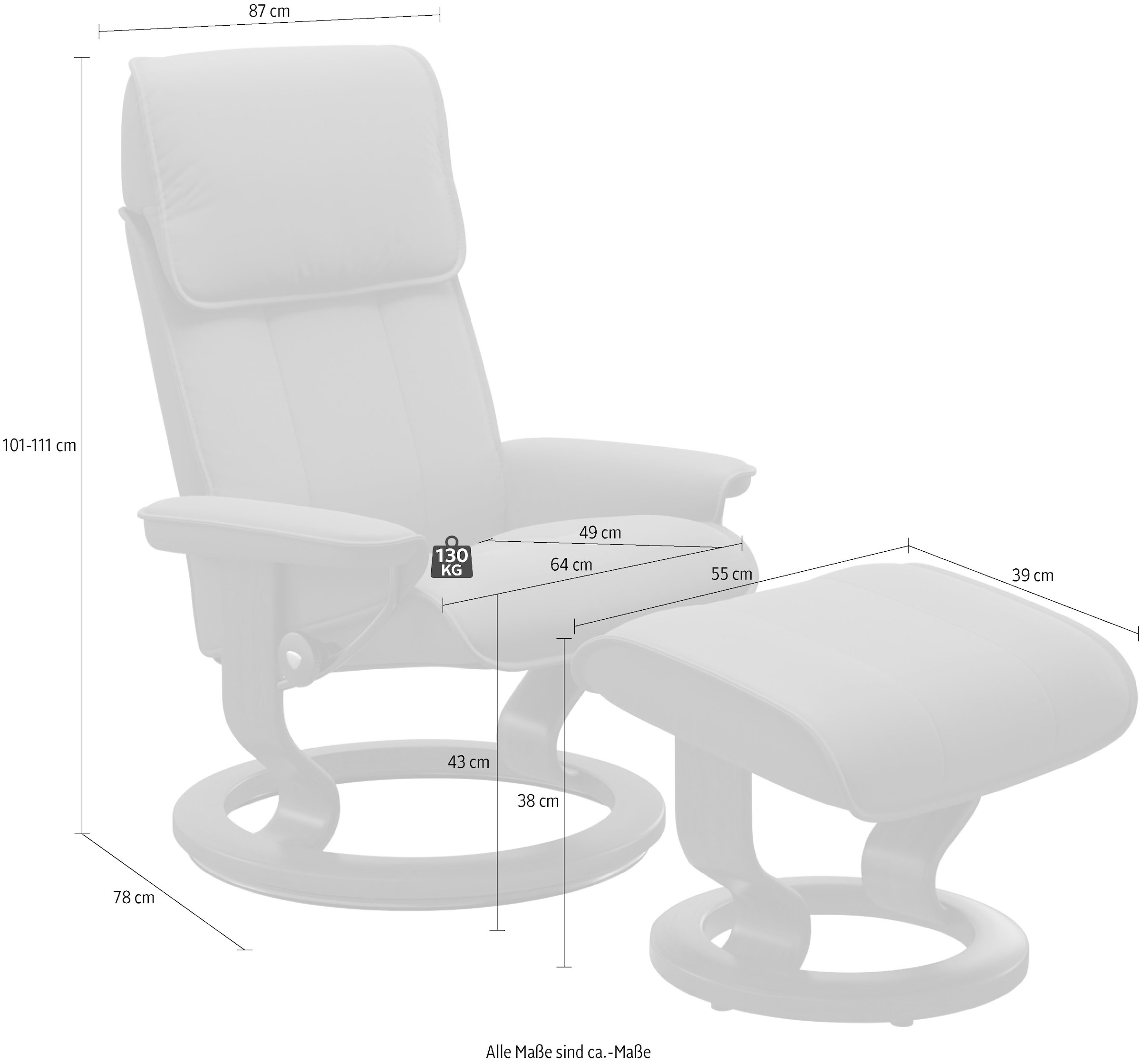 Stressless® Relaxsessel »Admiral«, (Set, Wenge Shop Hocker), Relaxsessel Classic & OTTO inkl. Größe Online M Gestell mit L, Base