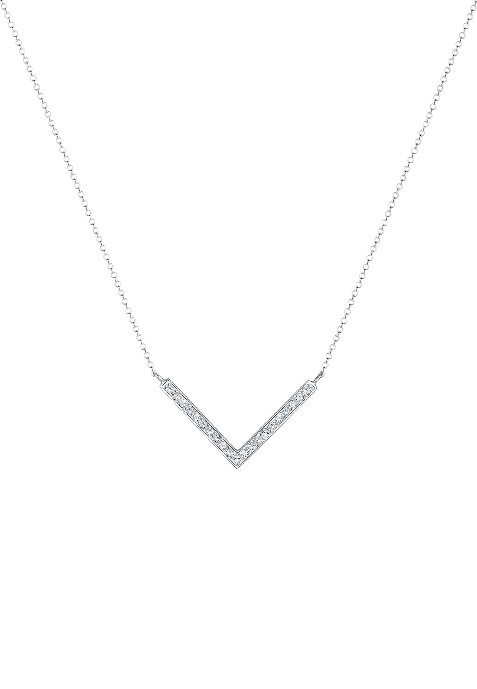 Elli Silberkette »Halskette V-Kette Kristalle 925 Silber«