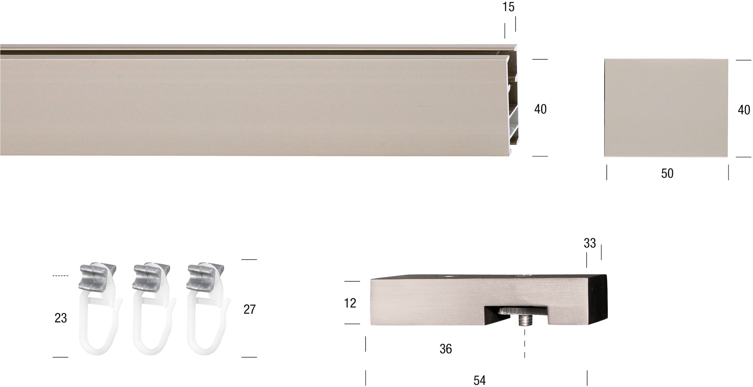 GARESA Gardinenstange »FLAT« 1 läufig-läufig Wunschmaßlänge Rechteckprofil, Deckenmontage, perfekter Lauf, modern, verlängerbar